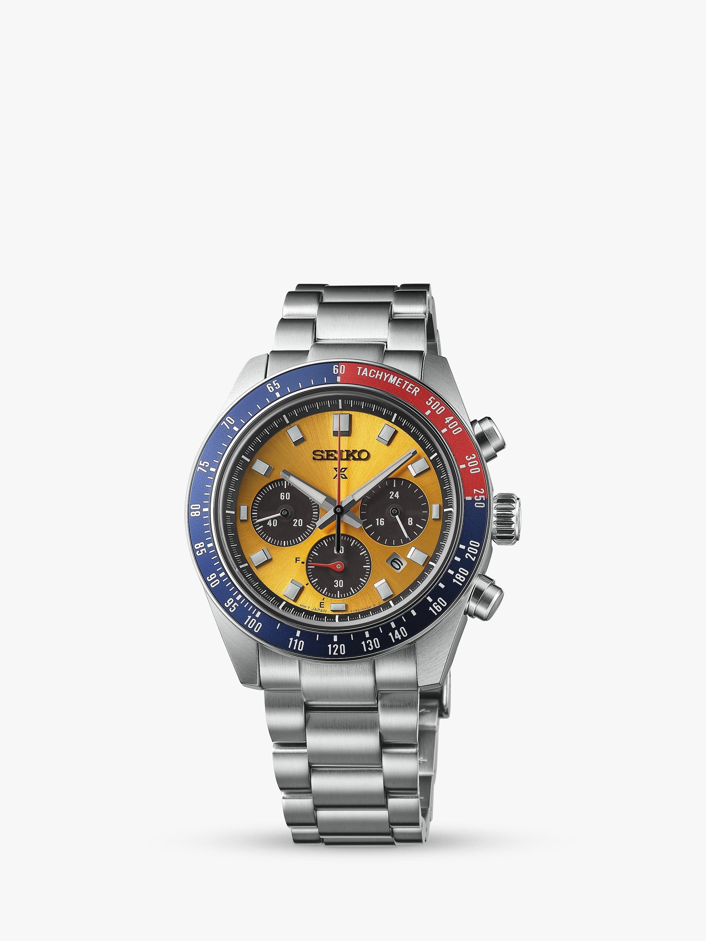 SSC947P1 Men's Prospex 'Pogue' Solar Chronograph 1969 Re-interpretation Automatic Bracelet Strap Watch, Silver/Yellow