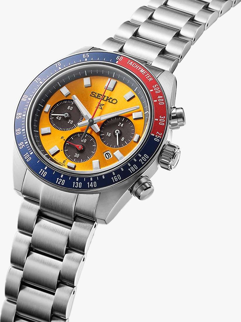 SSC947P1 Men's Prospex 'Pogue' Solar Chronograph 1969 Re-interpretation Automatic Bracelet Strap Watch, Silver/Yellow