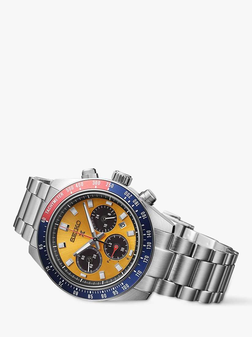 SSC947P1 Men's Prospex 'Pogue' Solar Chronograph 1969 Re-interpretation Automatic Bracelet Strap Watch, Silver/Yellow