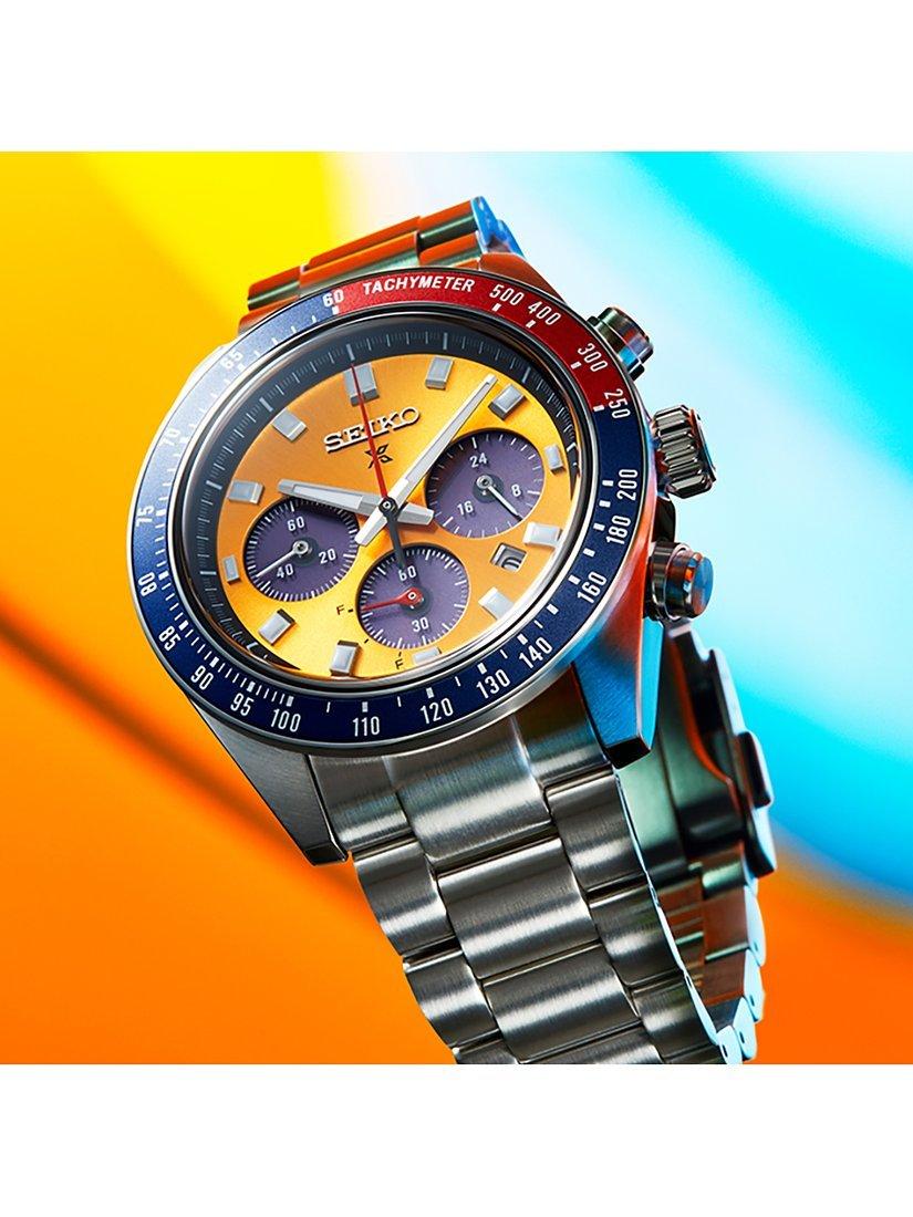 SSC947P1 Men's Prospex 'Pogue' Solar Chronograph 1969 Re-interpretation Automatic Bracelet Strap Watch, Silver/Yellow
