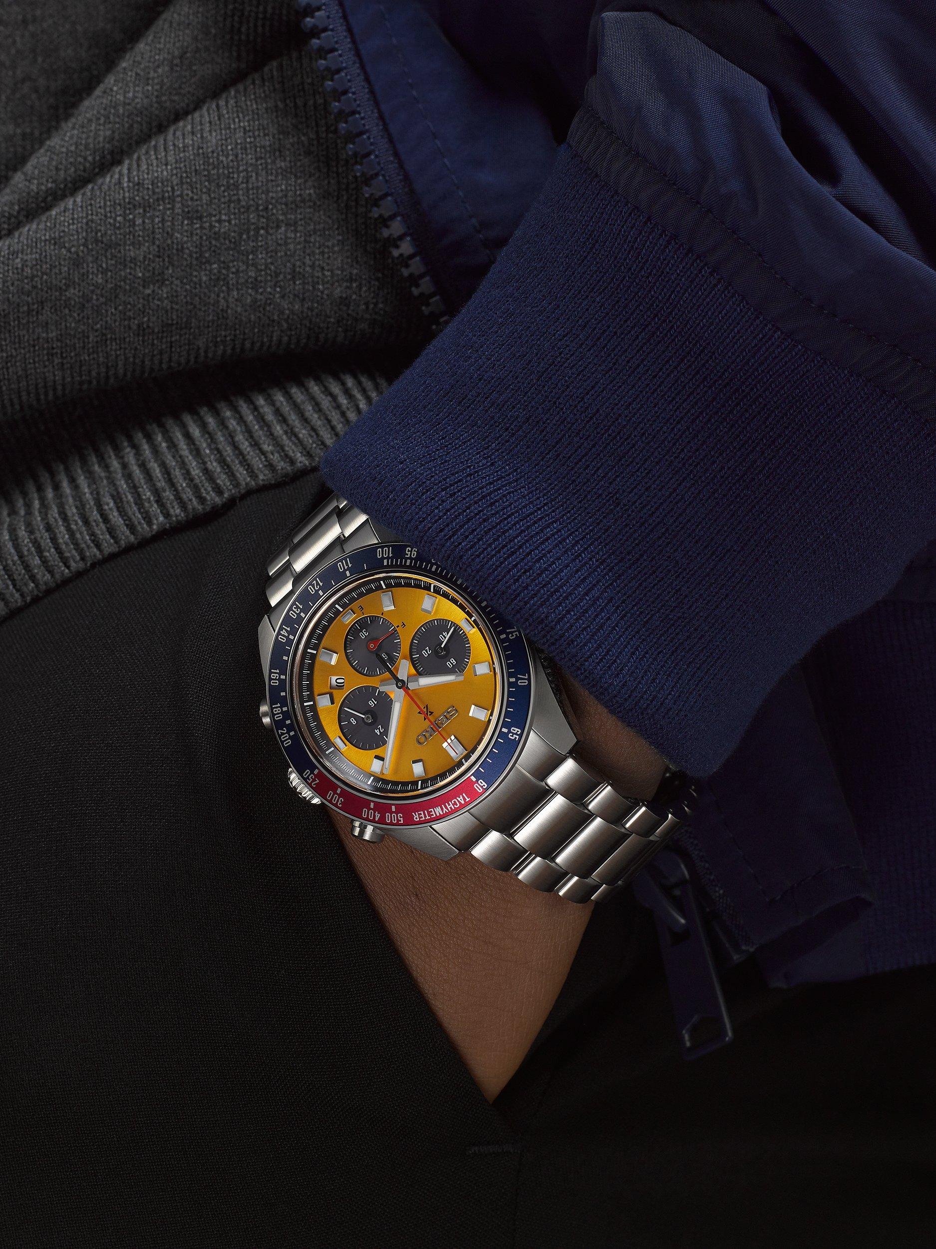 SSC947P1 Men's Prospex 'Pogue' Solar Chronograph 1969 Re-interpretation Automatic Bracelet Strap Watch, Silver/Yellow