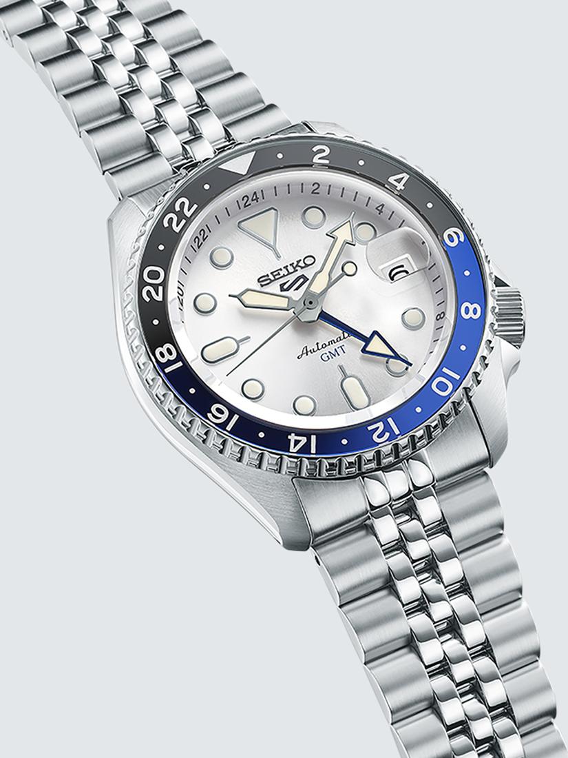 SSK033K1 Men's 5 Sports SKX GMT Date Automatic Bracelet Strap Watch, Silver