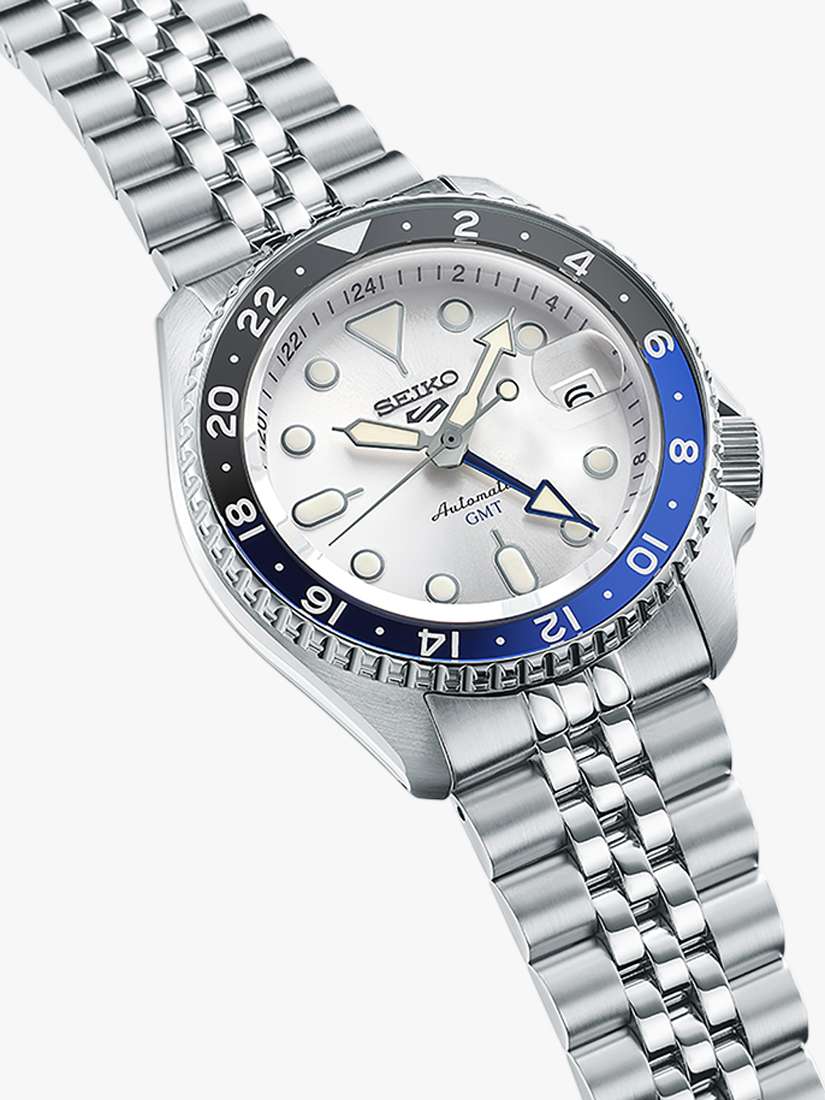 SSK033K1 Men's 5 Sports SKX GMT Date Automatic Bracelet Strap Watch, Silver
