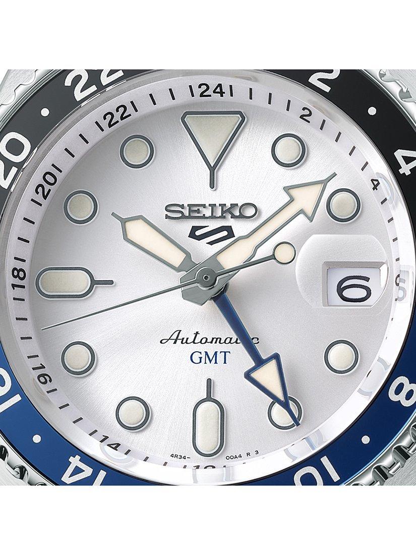 SSK033K1 Men's 5 Sports SKX GMT Date Automatic Bracelet Strap Watch, Silver