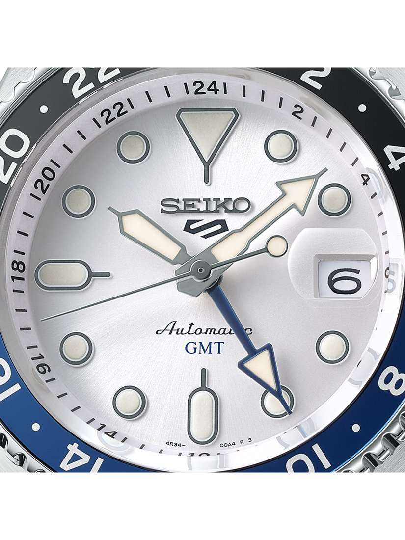 SSK033K1 Men's 5 Sports SKX GMT Date Automatic Bracelet Strap Watch, Silver