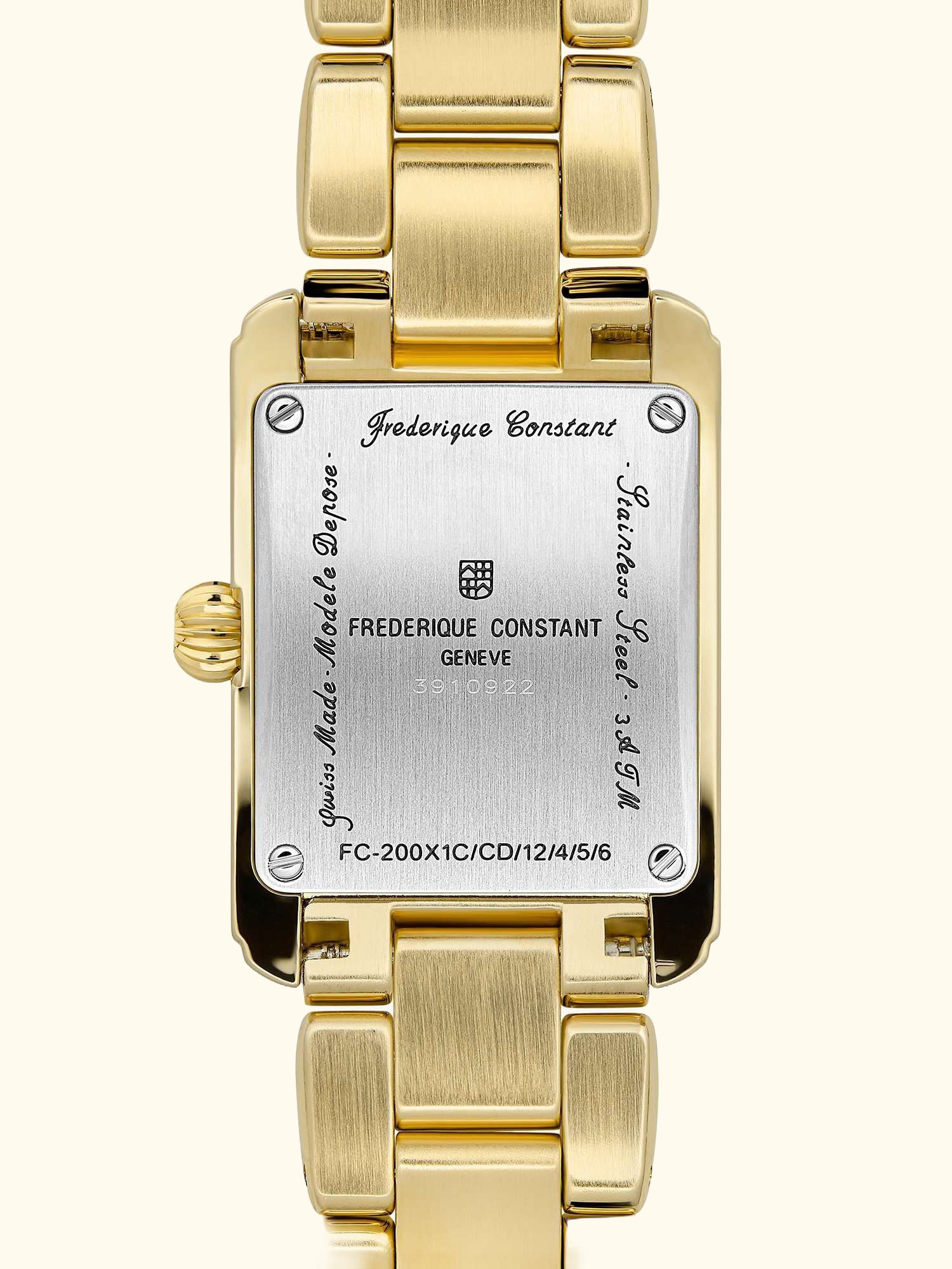 FC-200MCDC25B Women's Classics Carree Bracelet Strap Watch, Gold