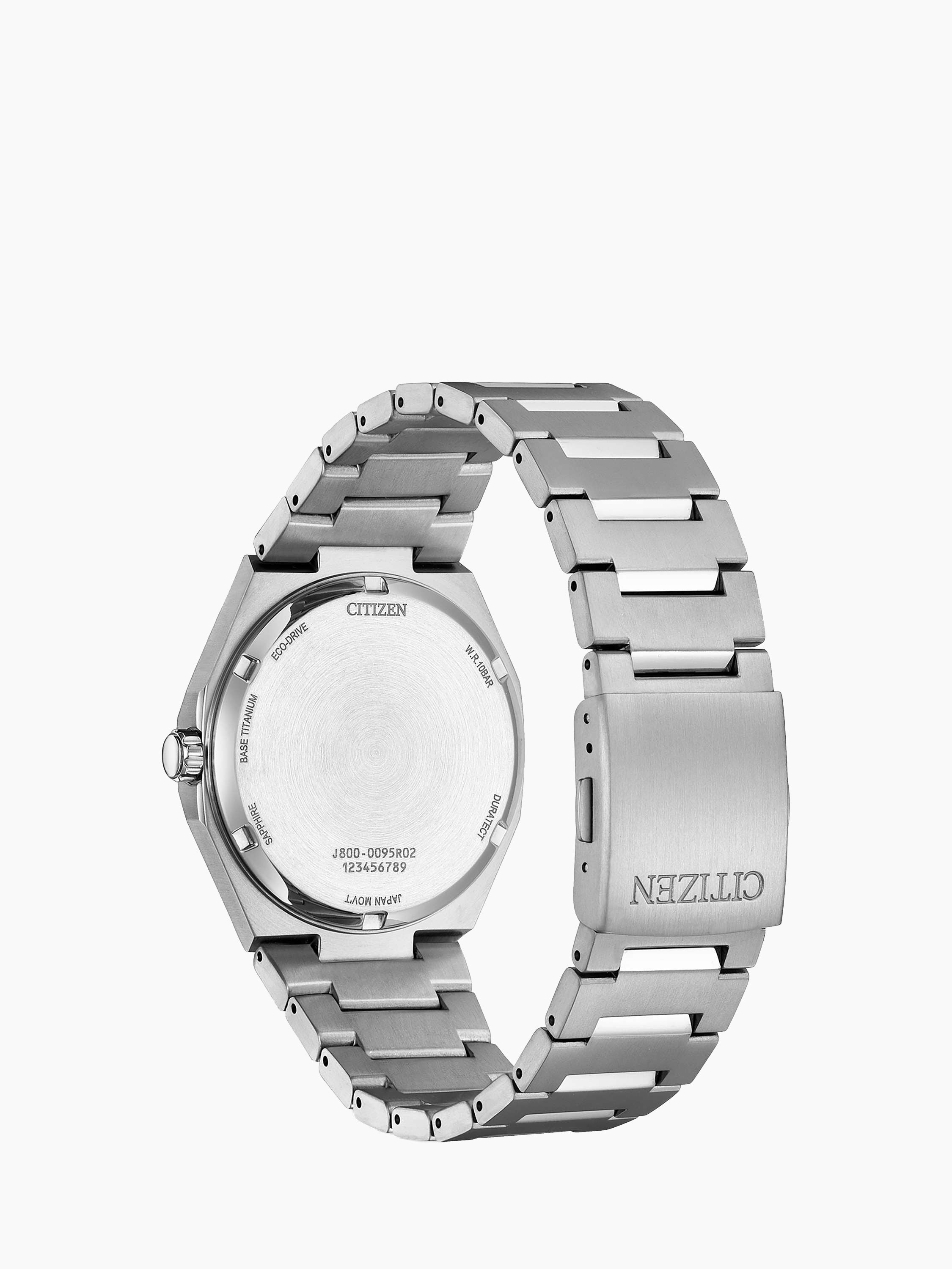 AW0130-85L Men's Zenshin Super Titanium™ Date Eco-Drive Bracelet Strap Watch, Silver/Blue