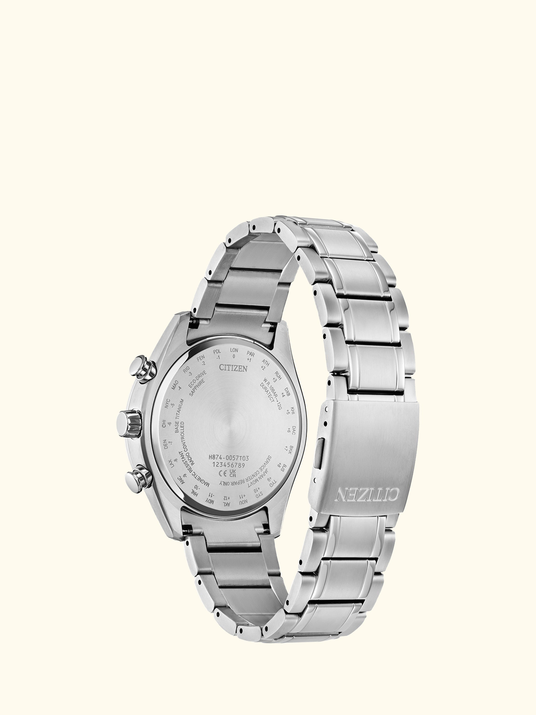 Tsuki-Yomi Radio-Controlled Moon Phase Eco-Drive Bracelet Strap Watch