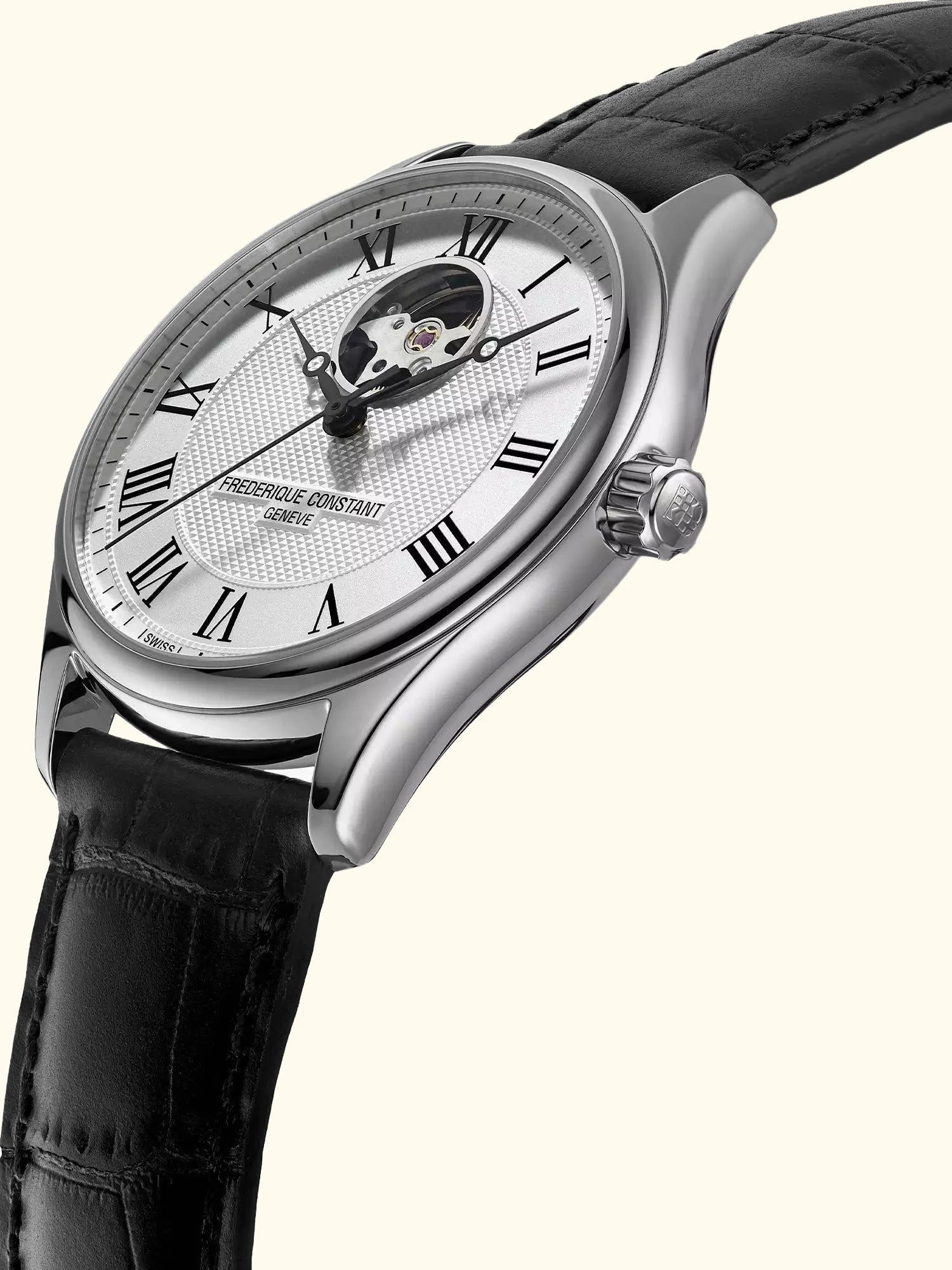 Frederique Constant FC-310MC5B6 Men's Classics Automatic Heart Beat Moonphase Leather Strap Watch, Black/Silver
