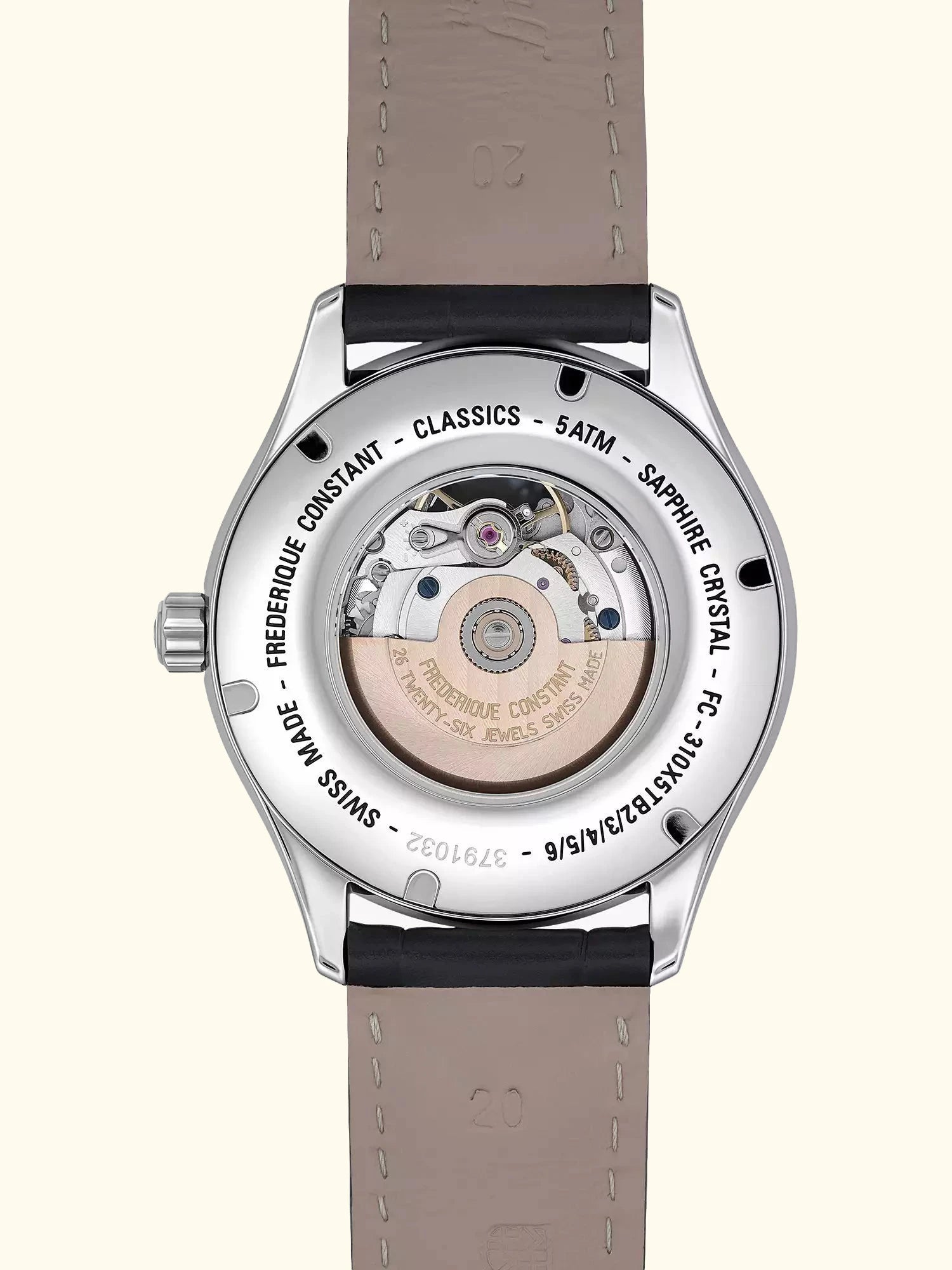 Frederique Constant FC-310MC5B6 Men's Classics Automatic Heart Beat Moonphase Leather Strap Watch, Black/Silver