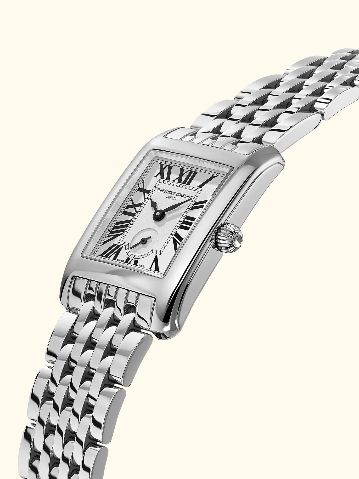 Frederique Constant FC-235S2C6B Women's Classics Carrée Automatic Bracelet Strap Watch, Silver/White