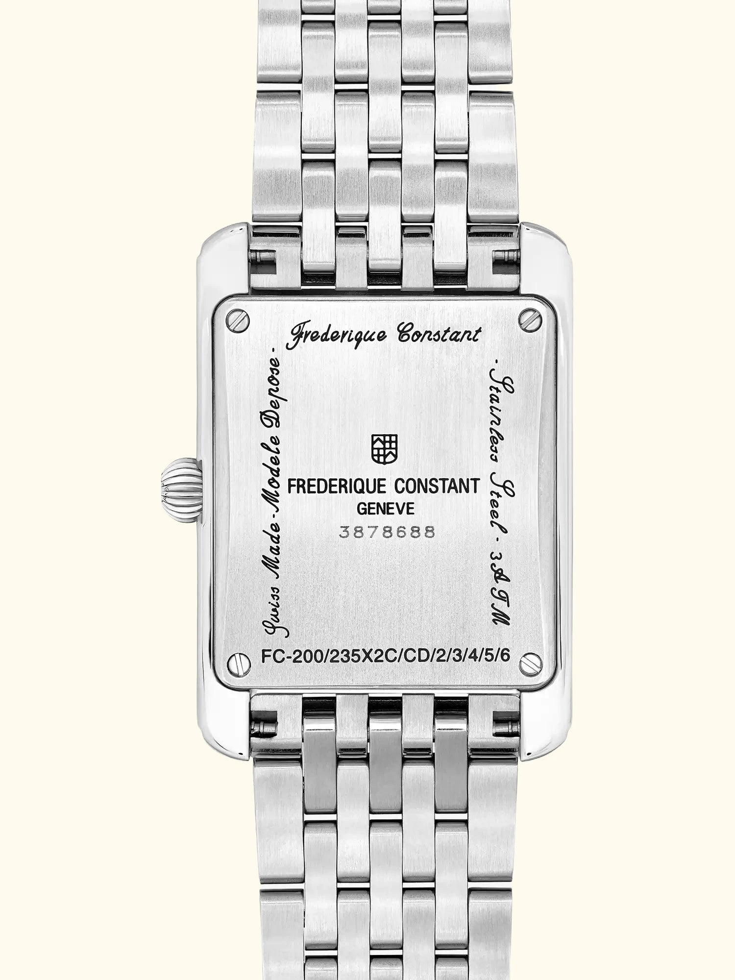 Frederique Constant FC-235S2C6B Women's Classics Carrée Automatic Bracelet Strap Watch, Silver/White