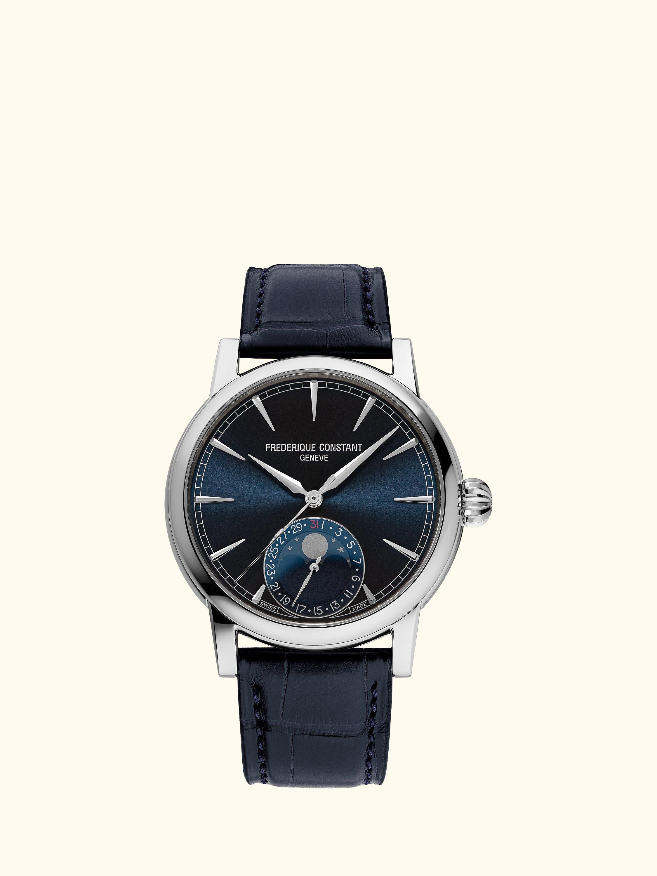 FC-716 Men's Classic Moonphase Date Manufacture Leather Strap Watch