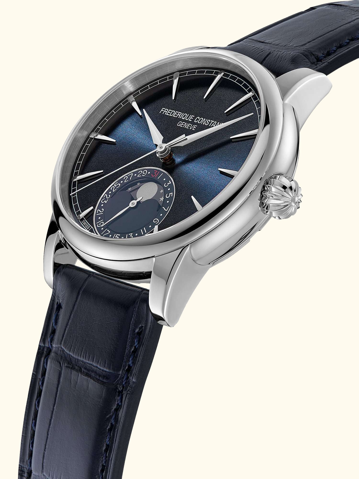 FC-716 Men's Classic Moonphase Date Manufacture Leather Strap Watch
