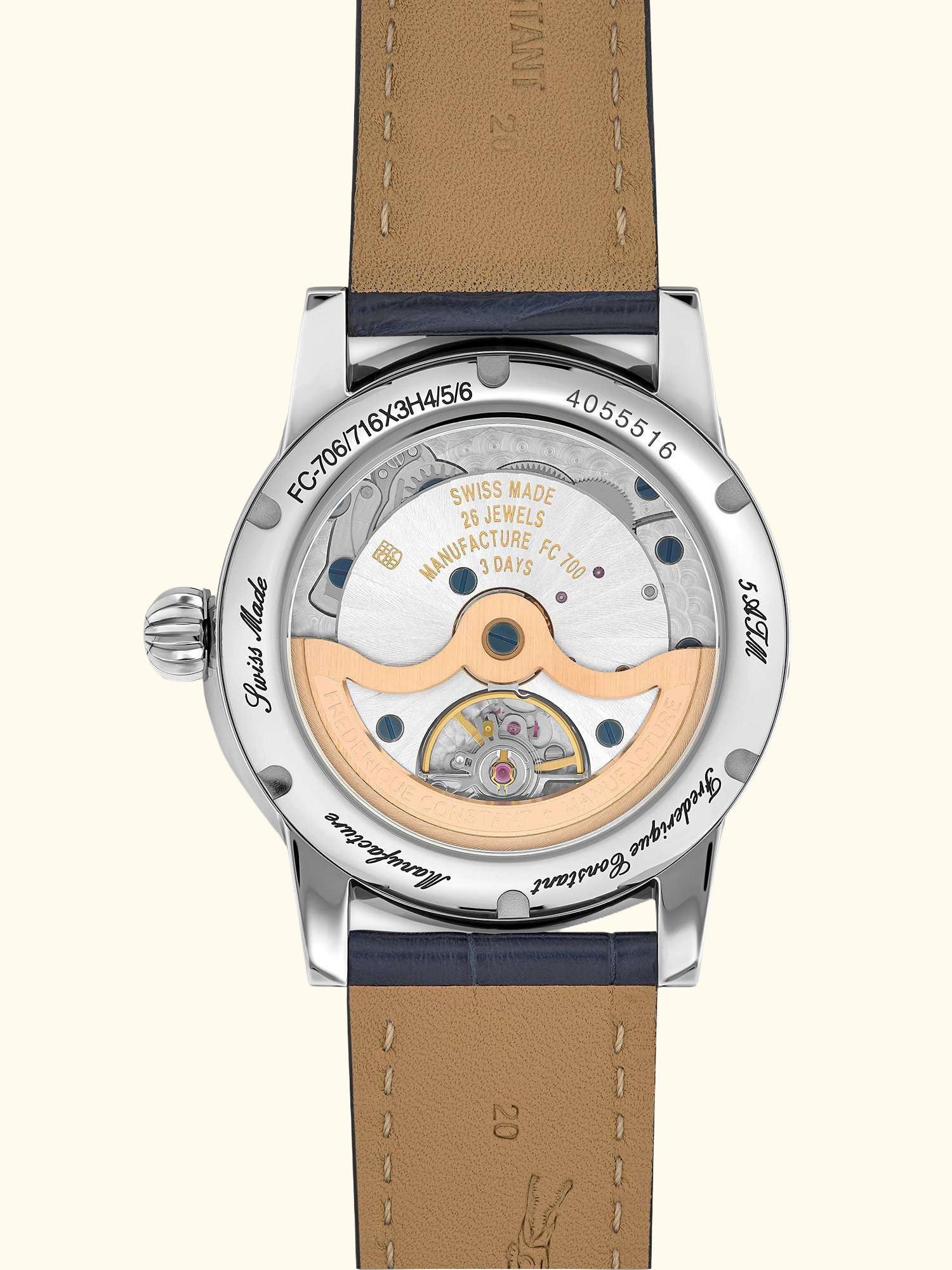 FC-716 Men's Classic Moonphase Date Manufacture Leather Strap Watch