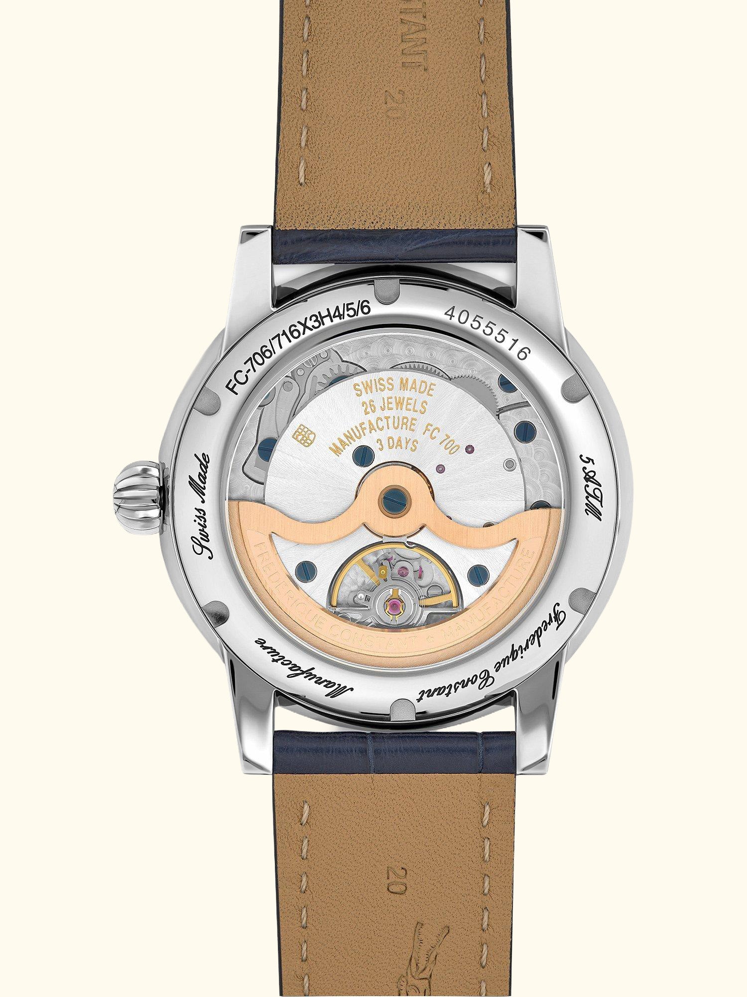 FC-716 Men's Classic Moonphase Date Manufacture Leather Strap Watch