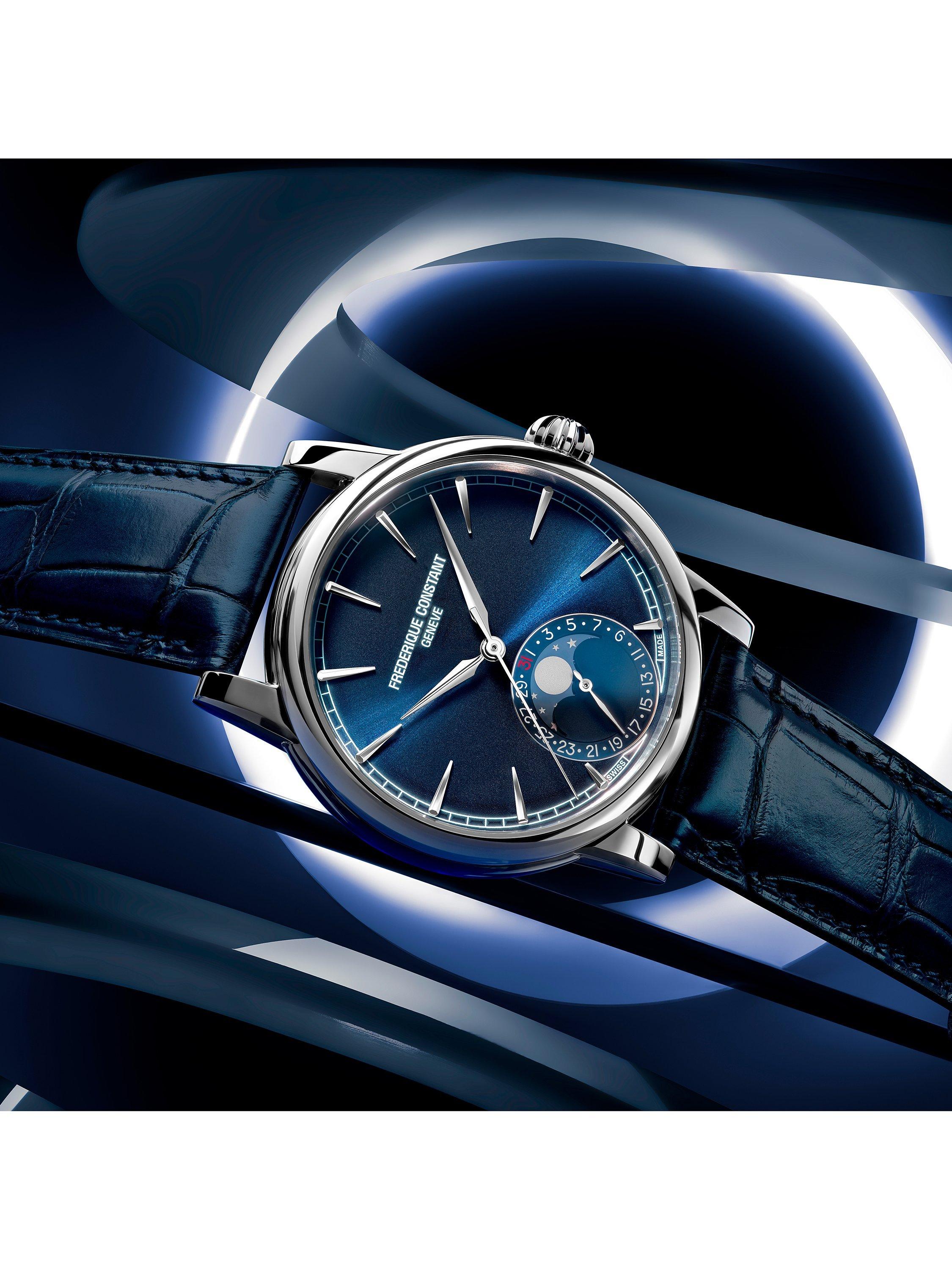 FC-716 Men's Classic Moonphase Date Manufacture Leather Strap Watch