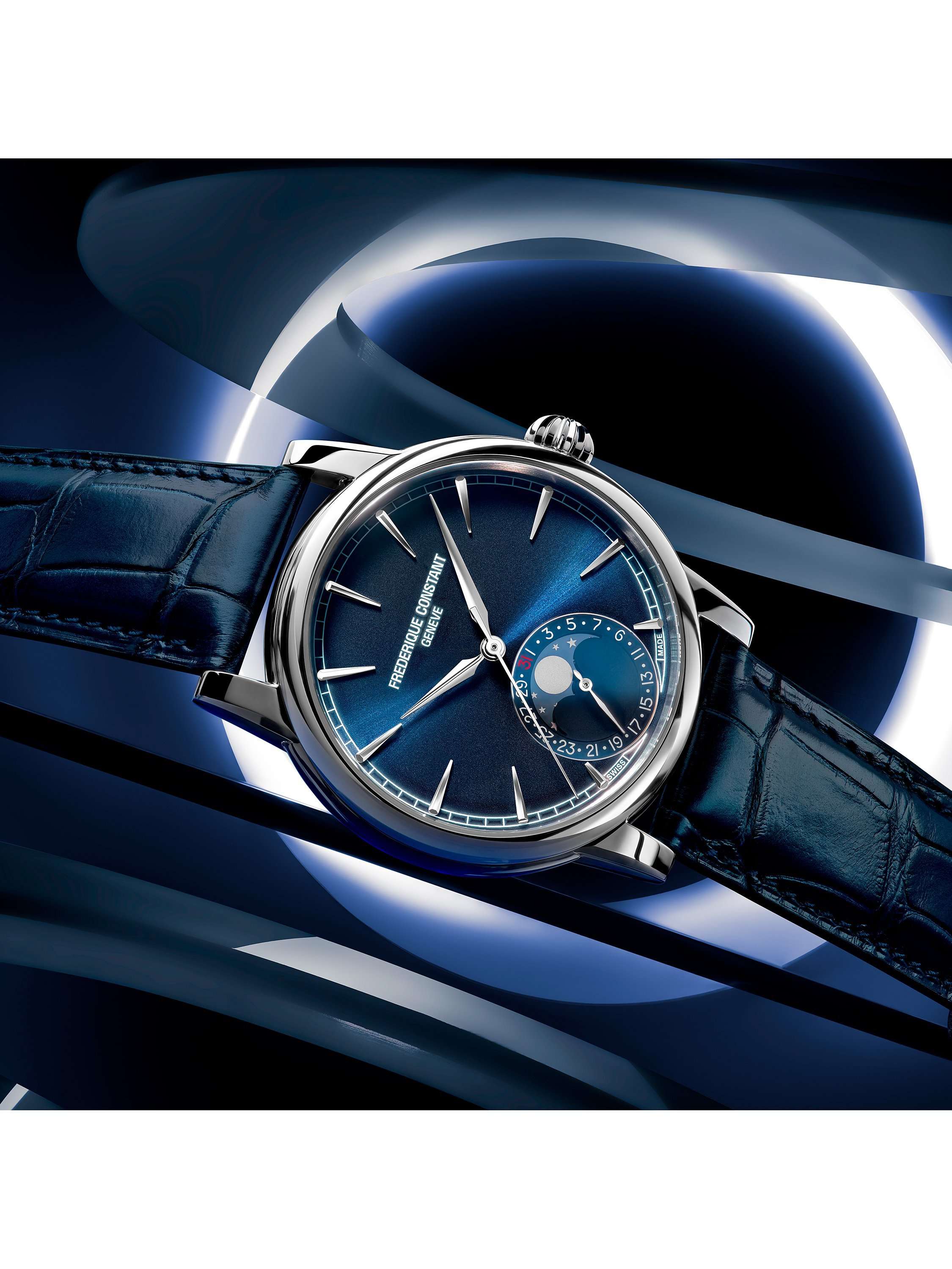 FC-716 Men's Classic Moonphase Date Manufacture Leather Strap Watch