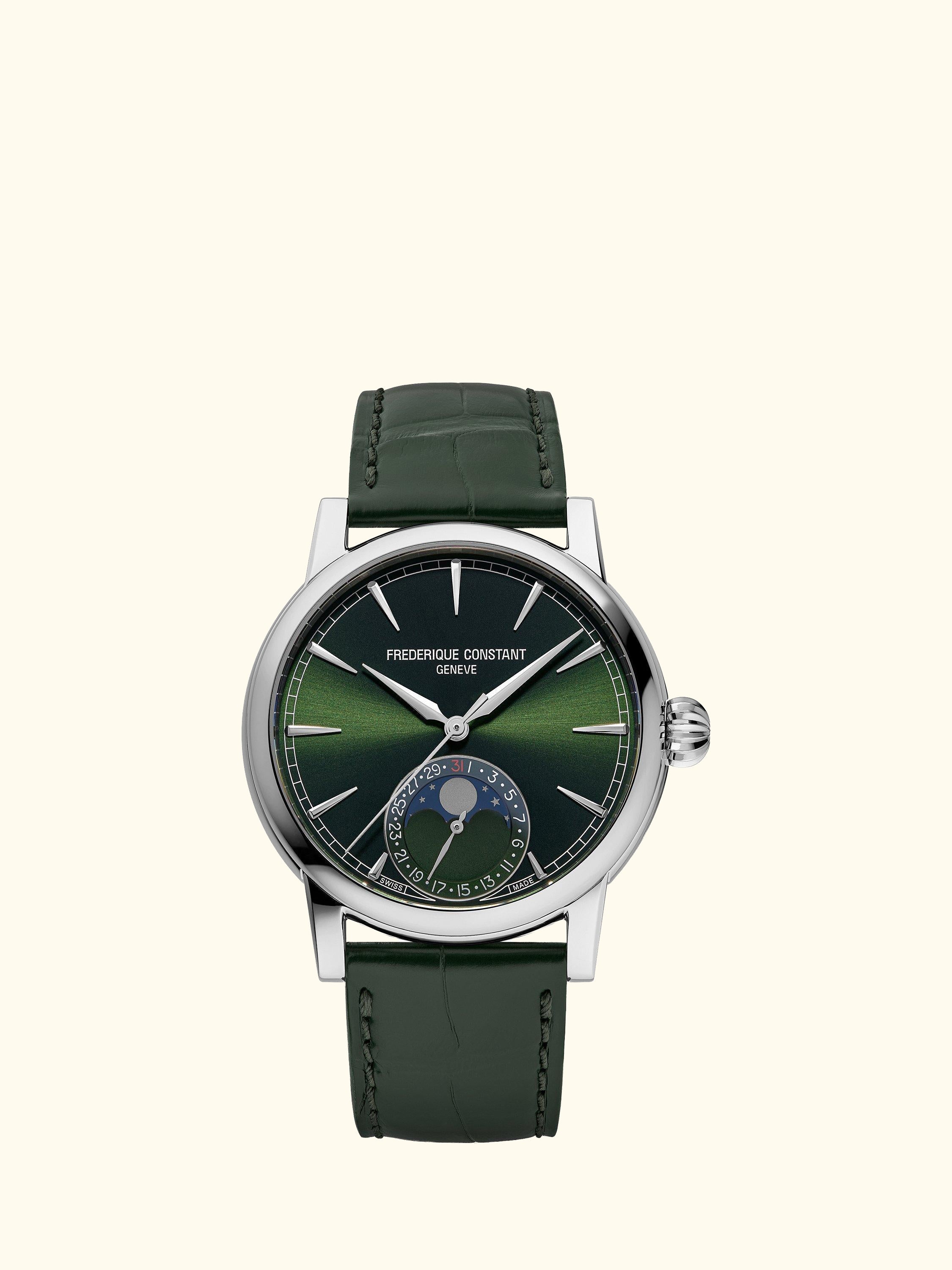 FC-716 Men's Classic Moonphase Date Manufacture Leather Strap Watch