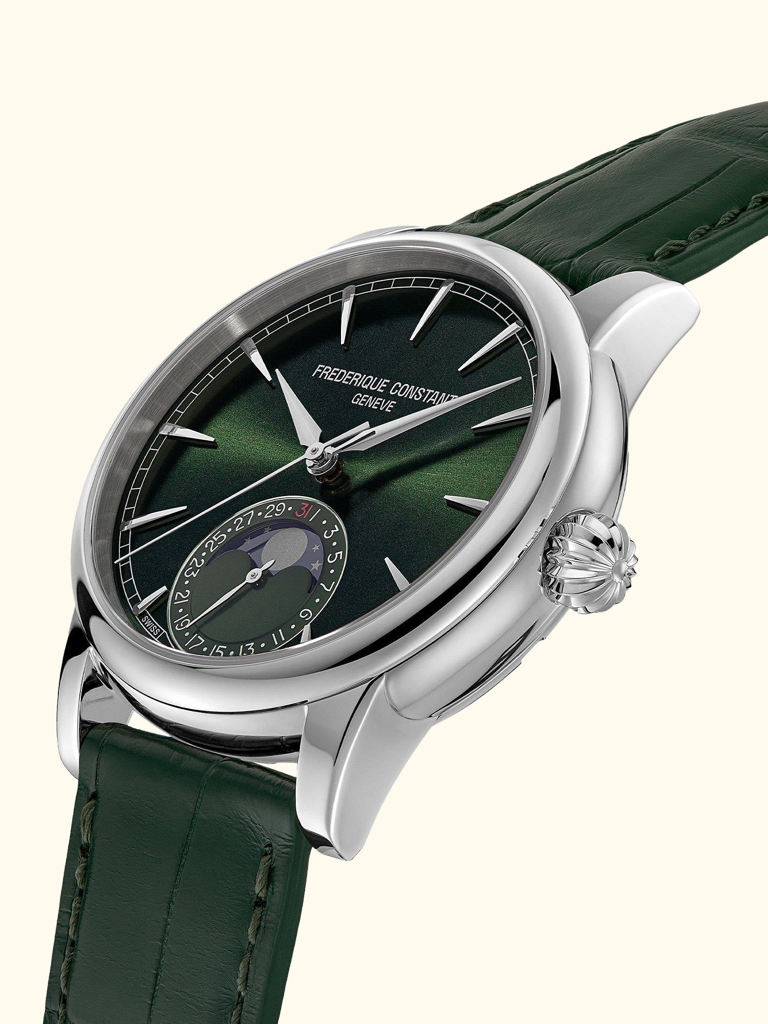 FC-716 Men's Classic Moonphase Date Manufacture Leather Strap Watch