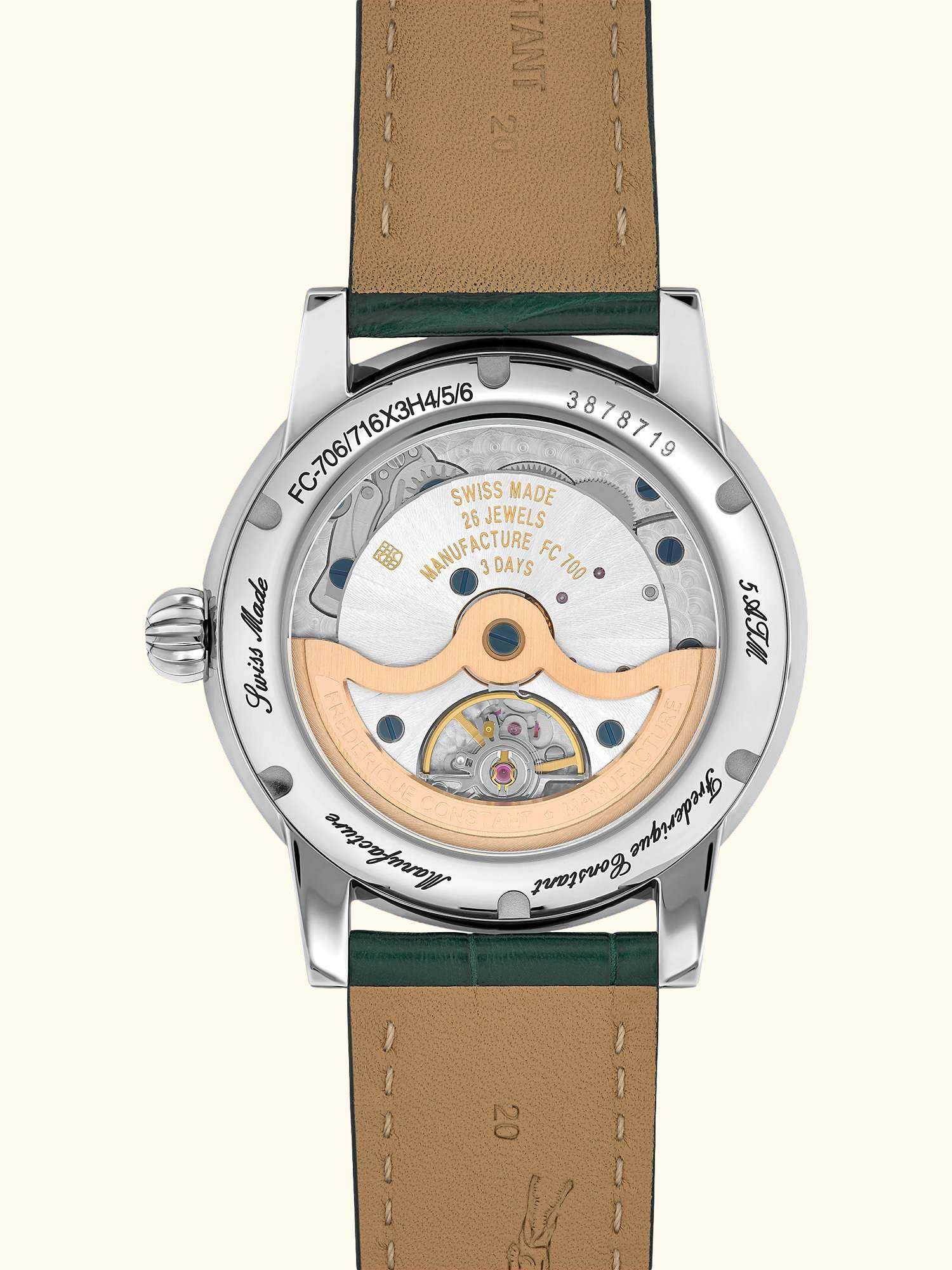 FC-716 Men's Classic Moonphase Date Manufacture Leather Strap Watch