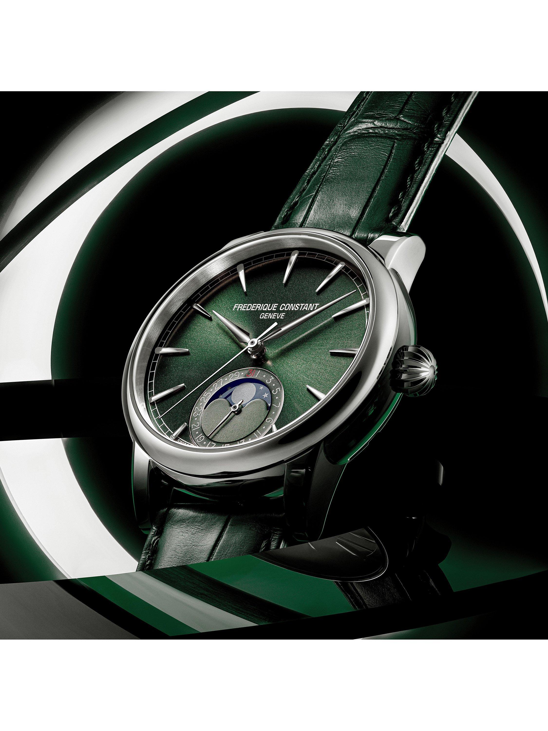 FC-716 Men's Classic Moonphase Date Manufacture Leather Strap Watch