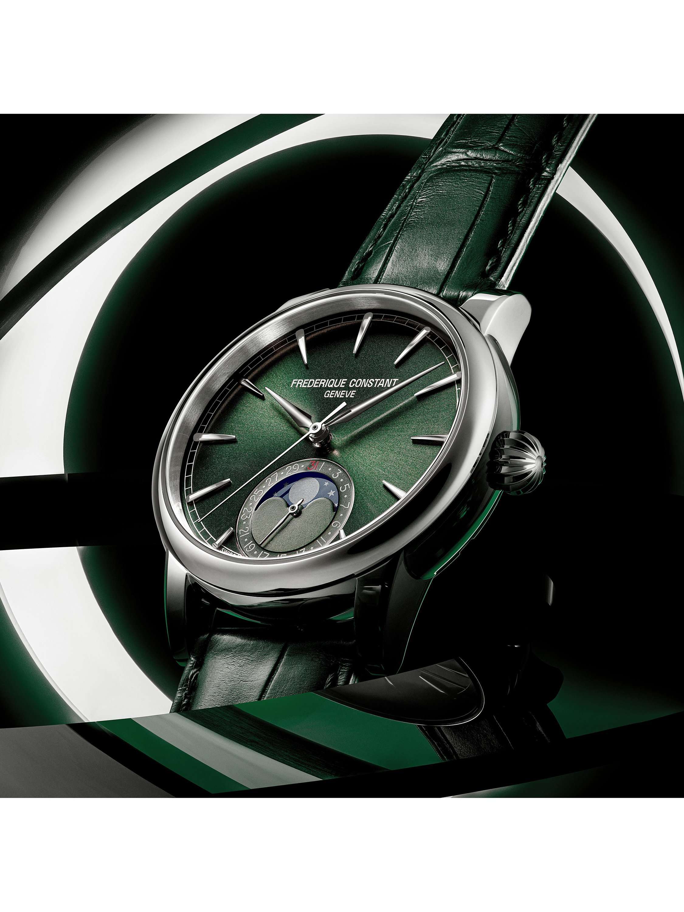 FC-716 Men's Classic Moonphase Date Manufacture Leather Strap Watch