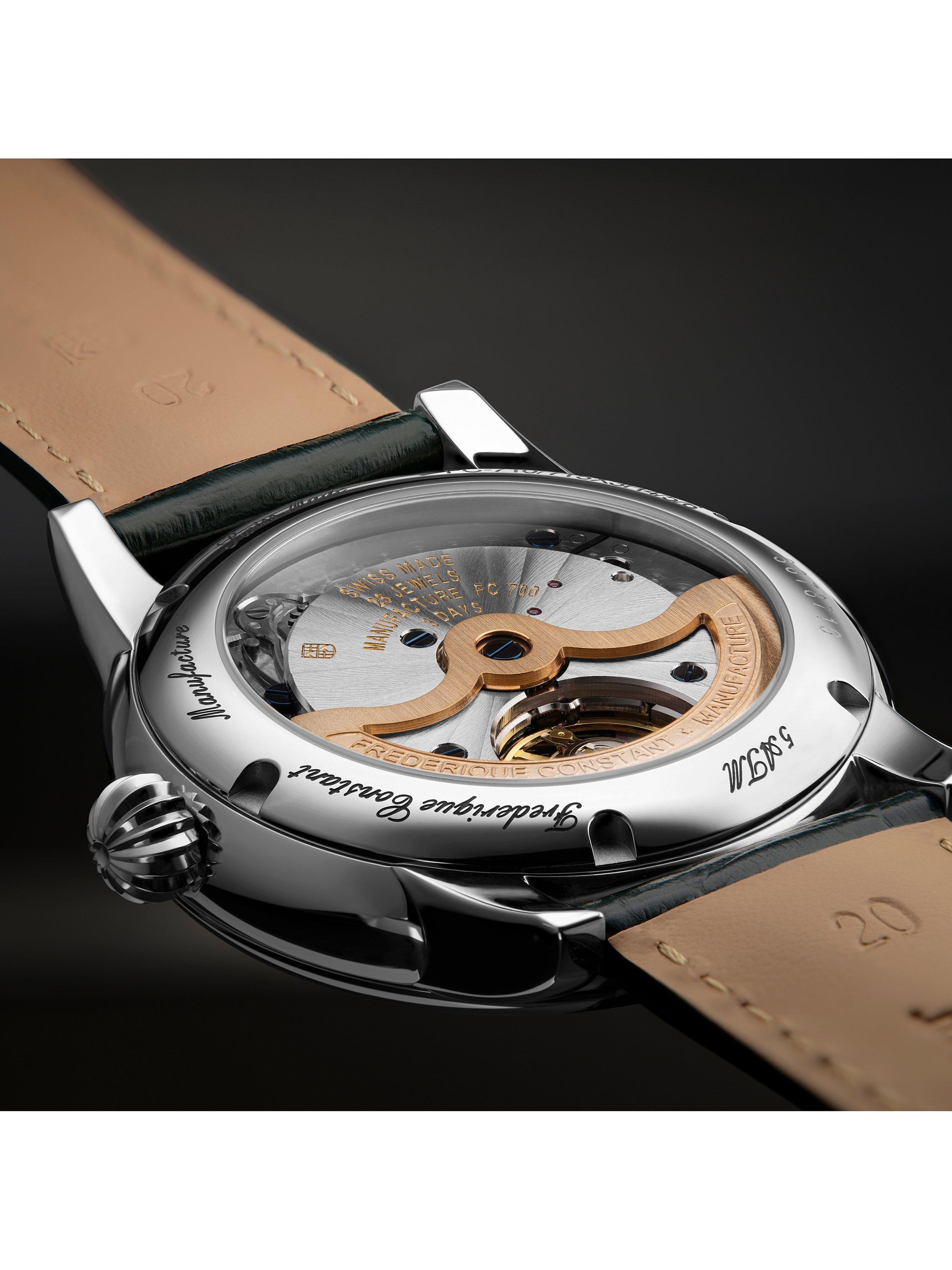 FC-716 Men's Classic Moonphase Date Manufacture Leather Strap Watch
