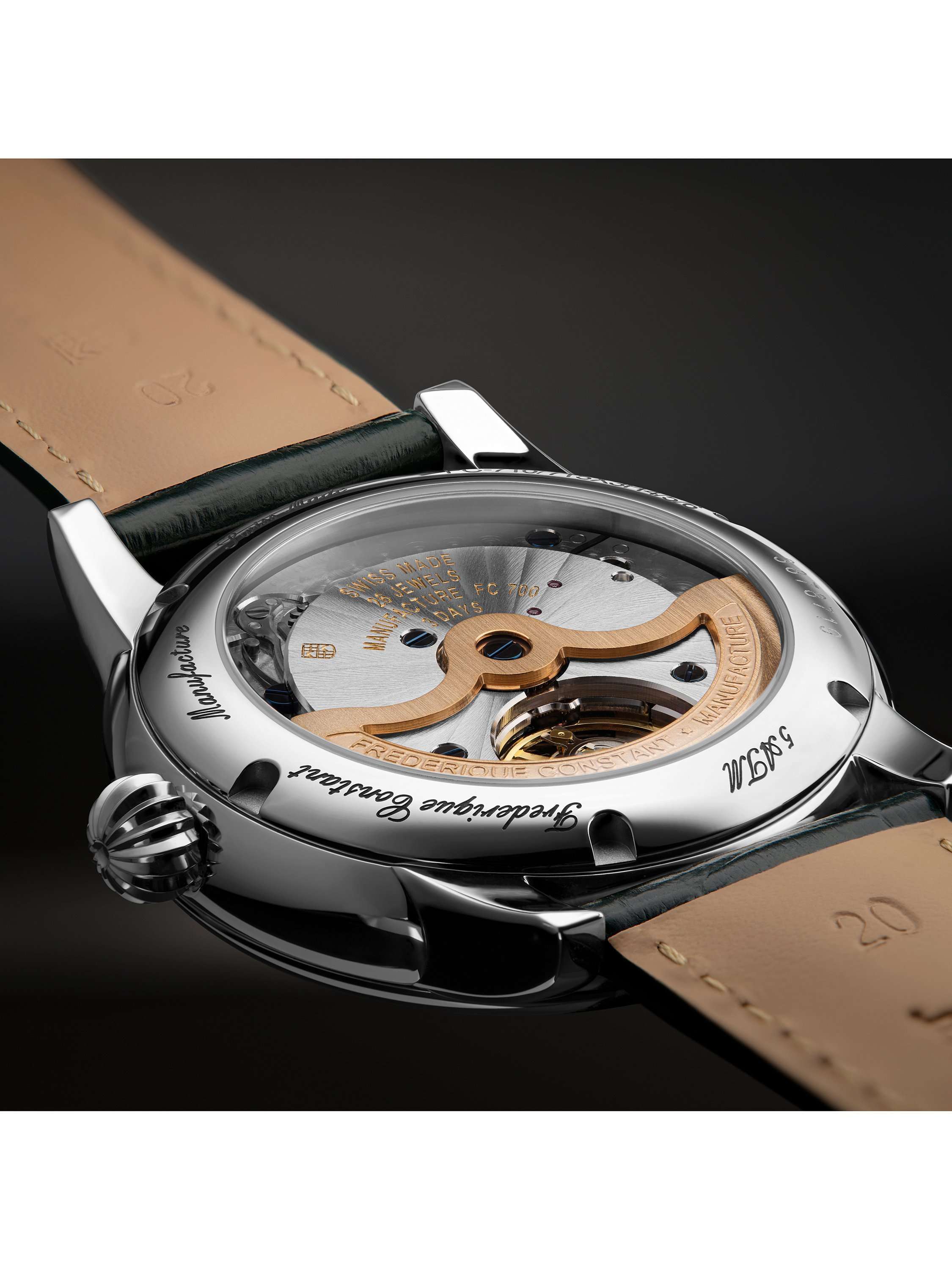 FC-716 Men's Classic Moonphase Date Manufacture Leather Strap Watch