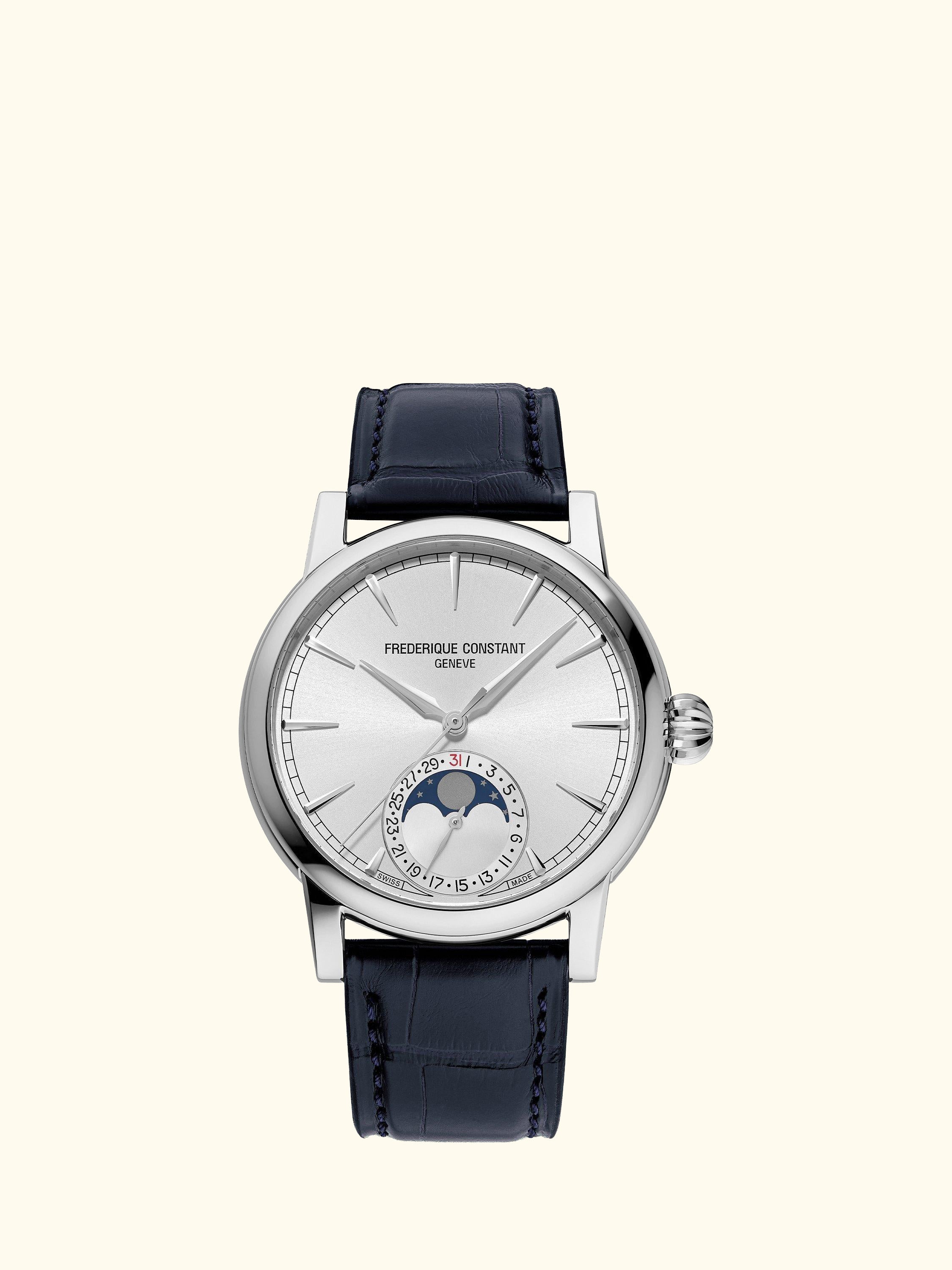 FC-716 Men's Classic Moonphase Date Manufacture Leather Strap Watch