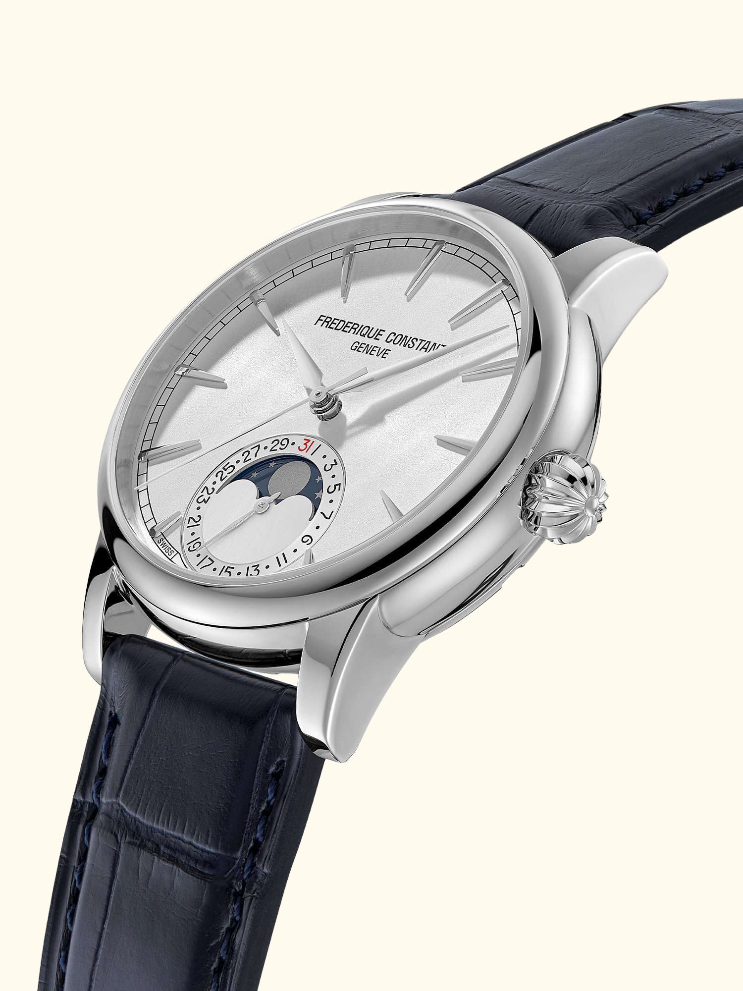 FC-716 Men's Classic Moonphase Date Manufacture Leather Strap Watch