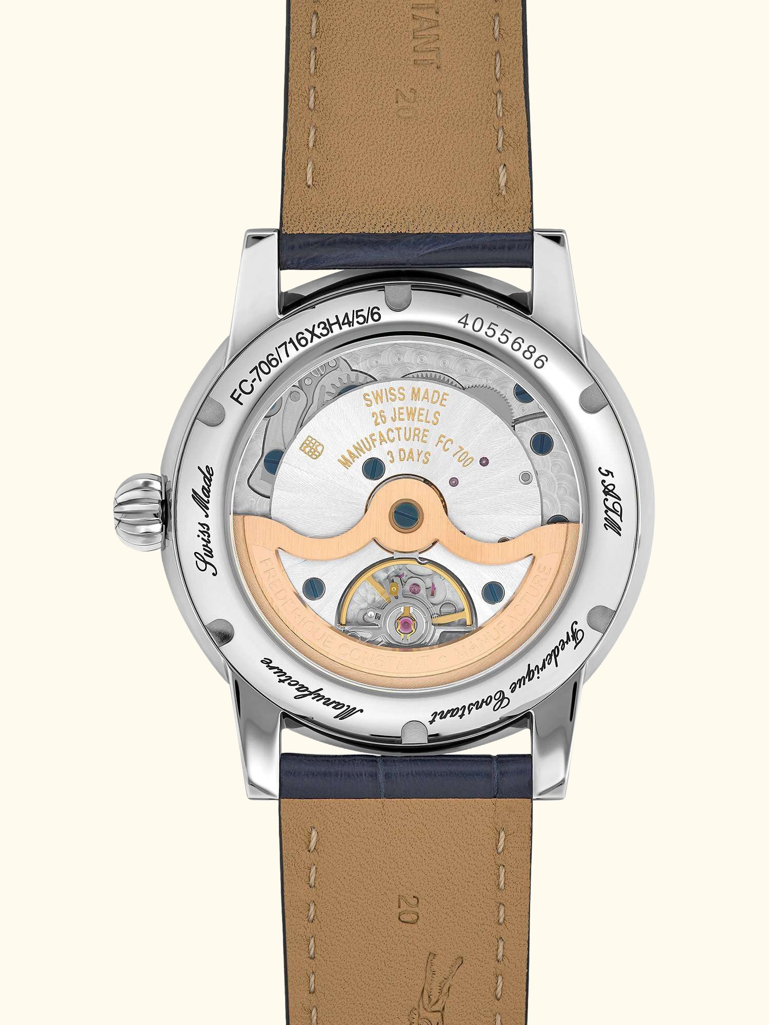 FC-716 Men's Classic Moonphase Date Manufacture Leather Strap Watch