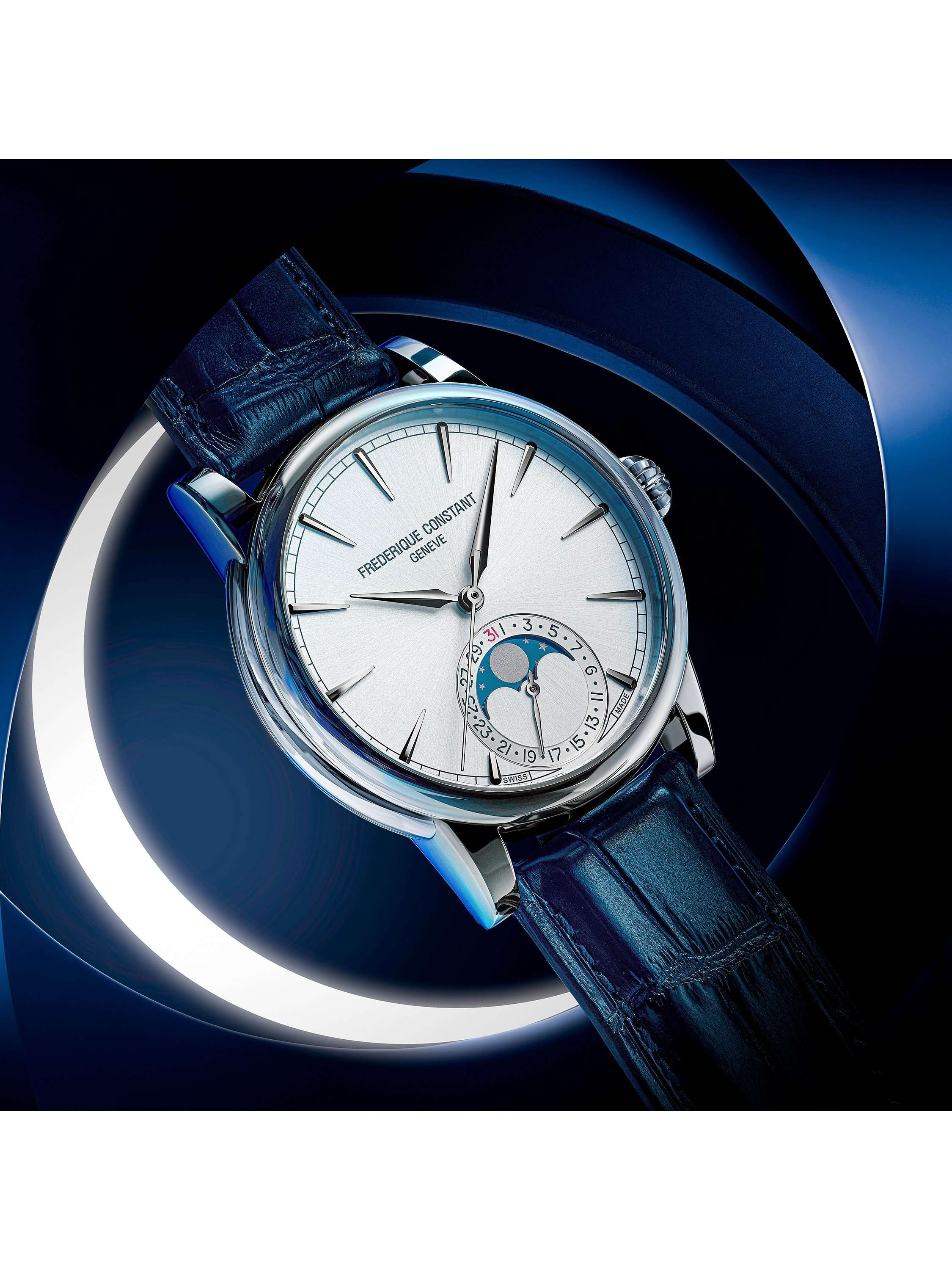 FC-716 Men's Classic Moonphase Date Manufacture Leather Strap Watch