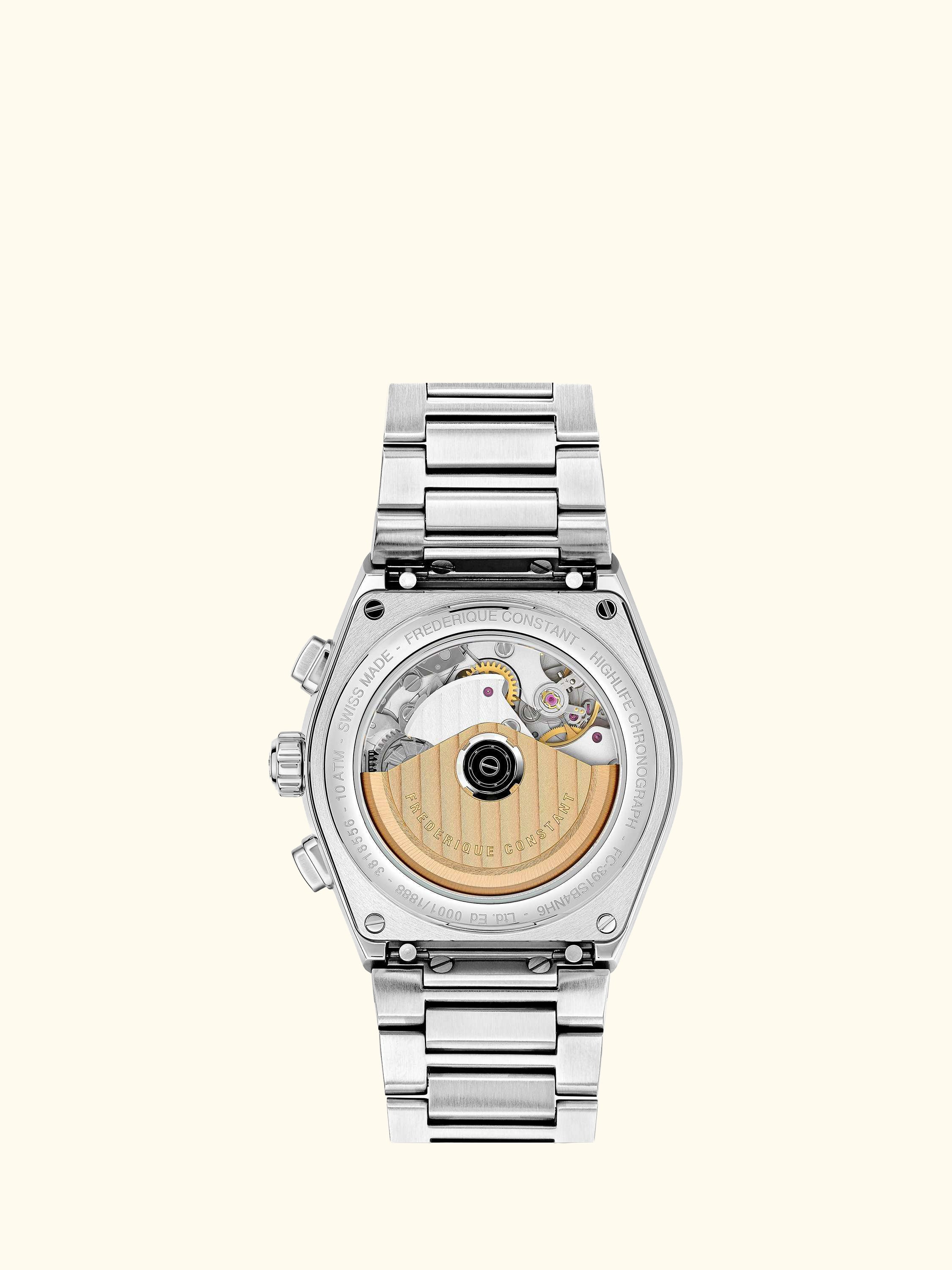 FC-391SB4NH6B Men's Highlife Chronograph Automatic Bracelet Strap Watch, Silver