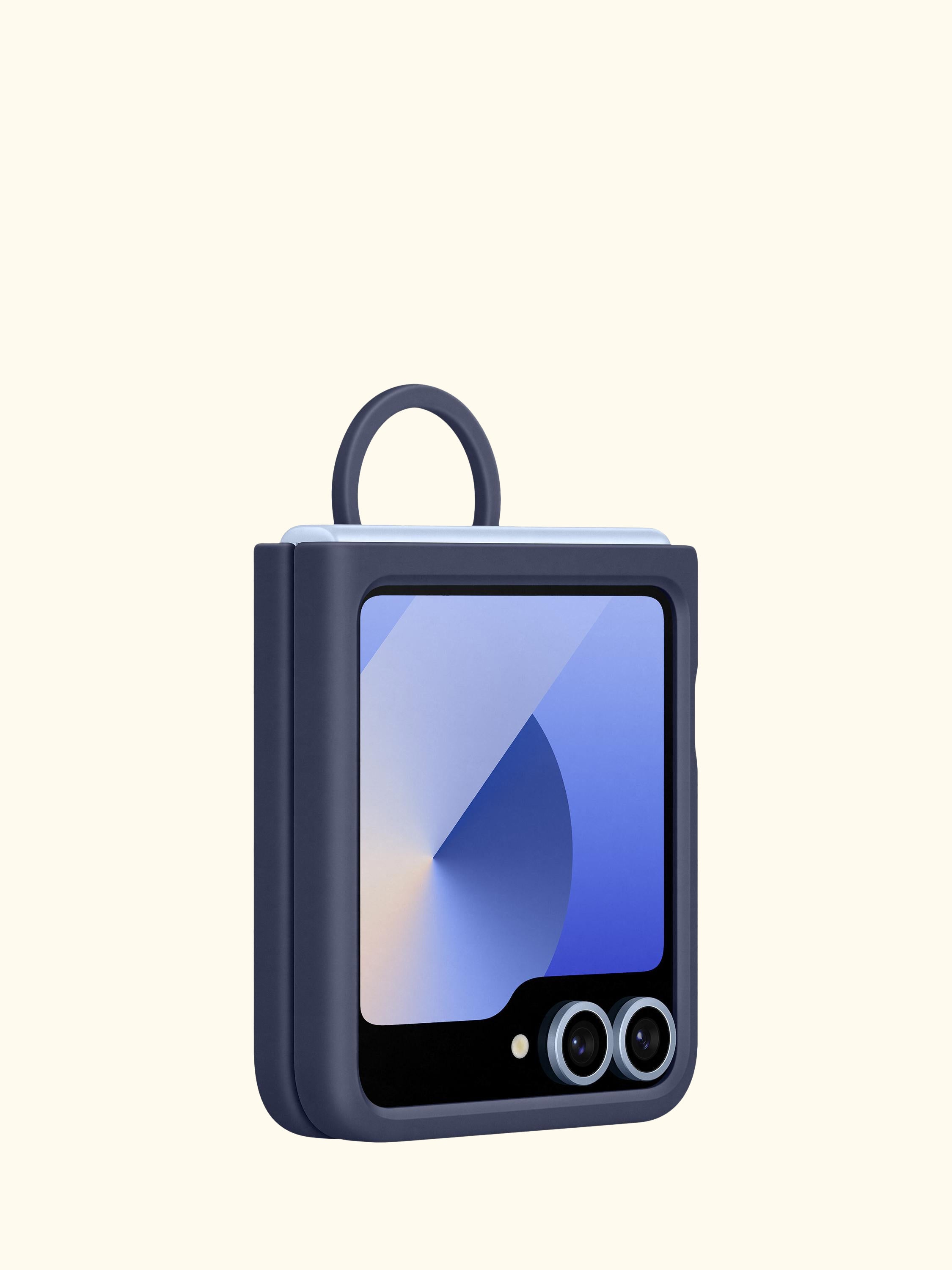 Silicone Case with Ring for Galaxy Z Flip6, Navy