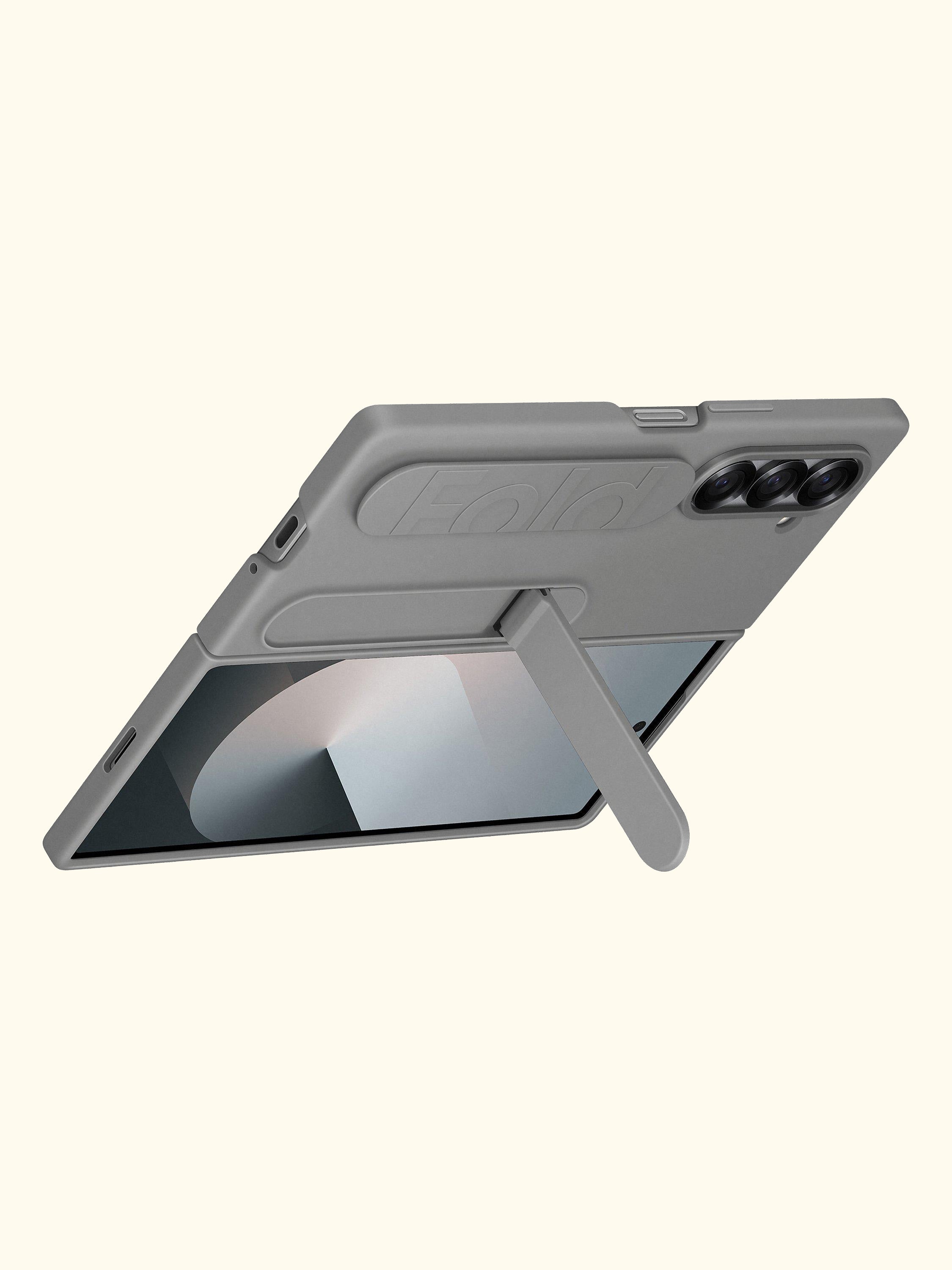 Silicone Grip Case with Stand for Galaxy Z Fold6, Grey