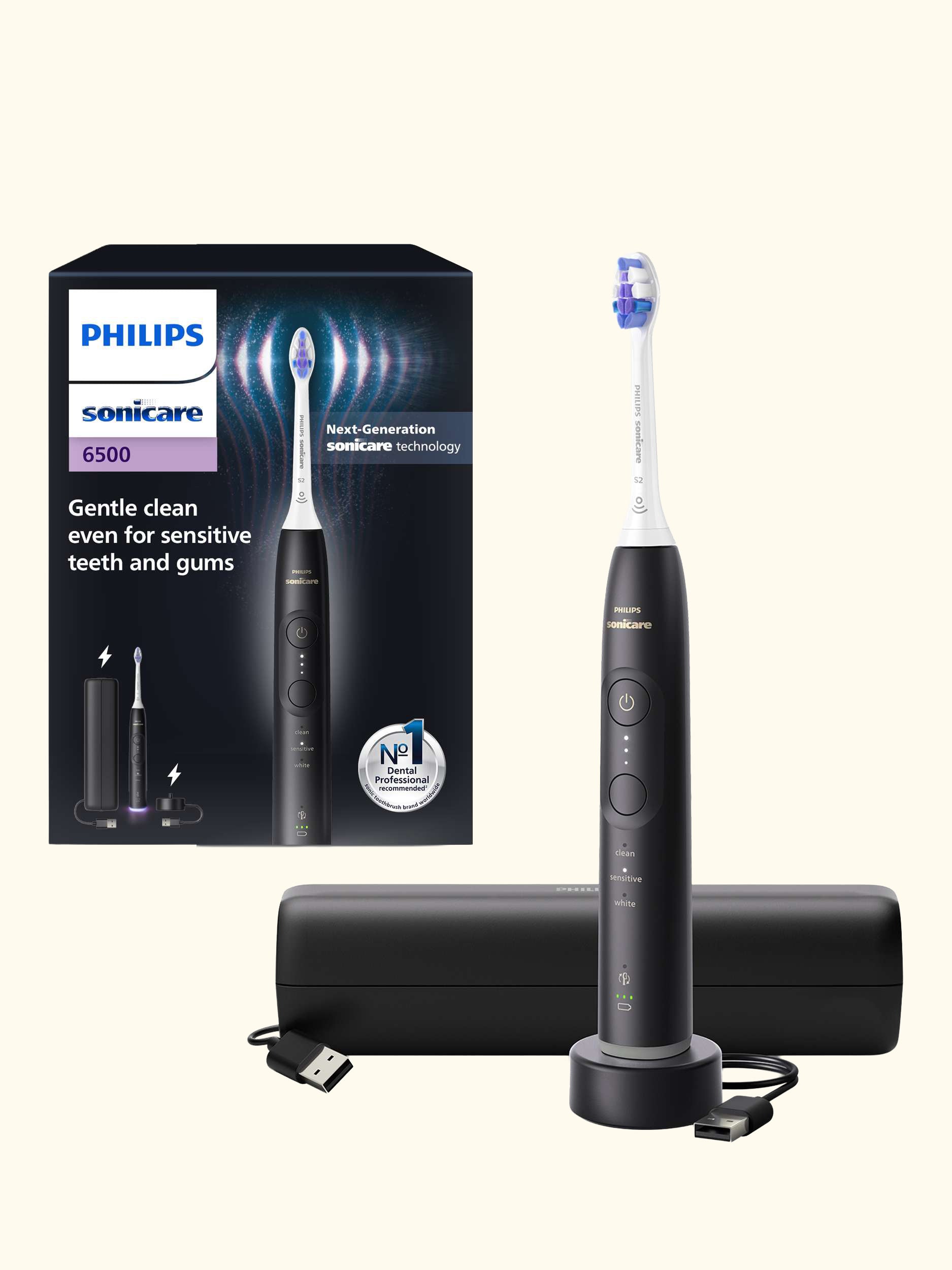 Sonicare 6500 HX7411/02 Electric Toothbrush, Black
