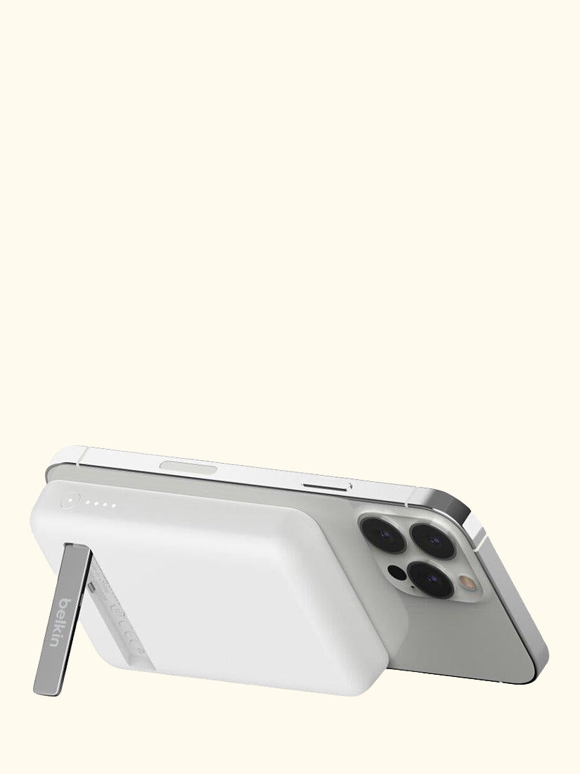 BoostCharge Magnetic Wireless 5K Power Bank with Stand, White