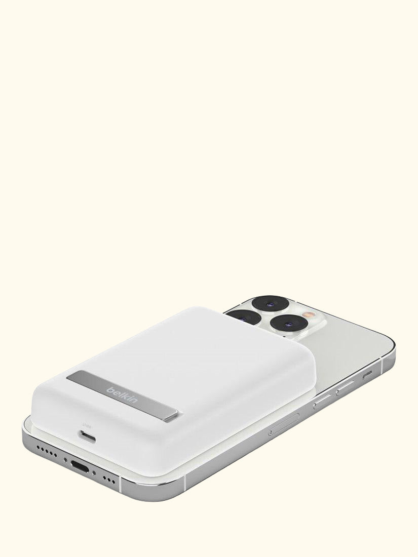 BoostCharge Magnetic Wireless 5K Power Bank with Stand, White