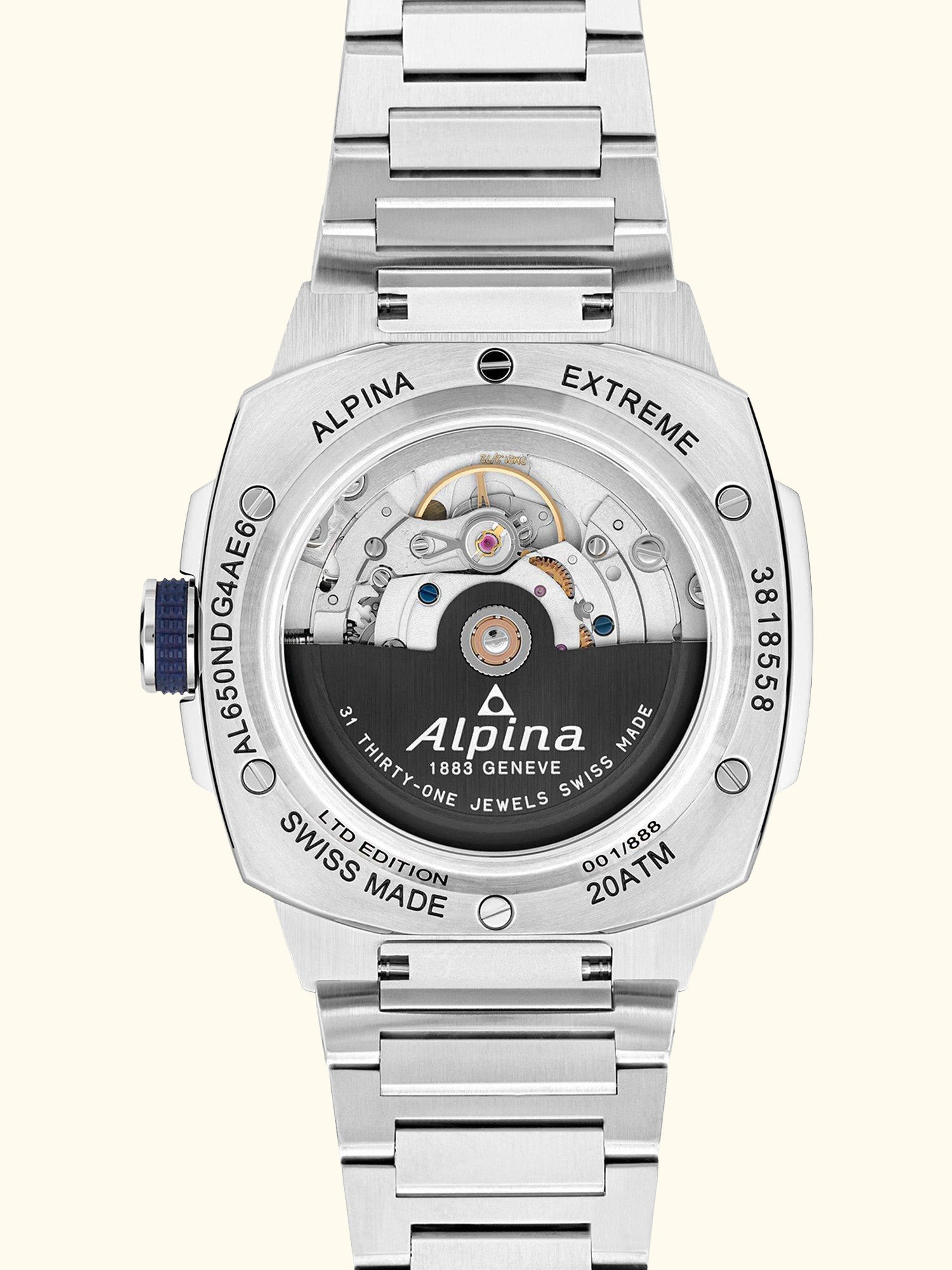 AL-650NDG4AE6B Men's Alpiner Extreme Regulator Automatic Bracelet Strap Watch, Silver/Navy