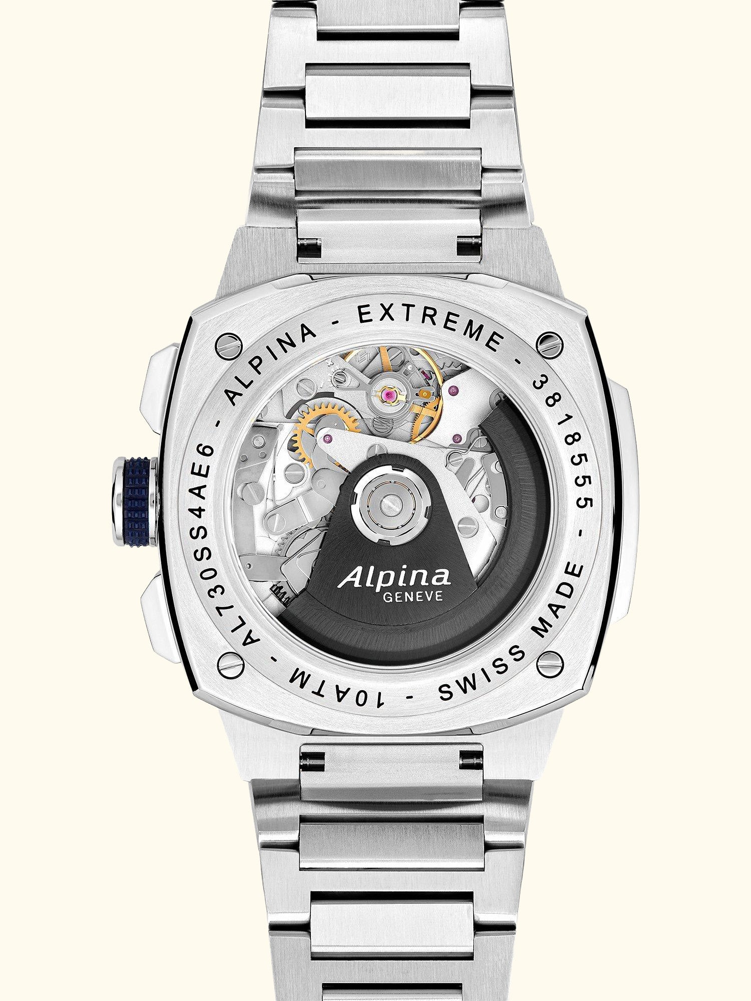 AL-730NS4AE6B Men's Alpiner Extreme Chronograph Automatic Bracelet Strap Watch, Silver/Navy