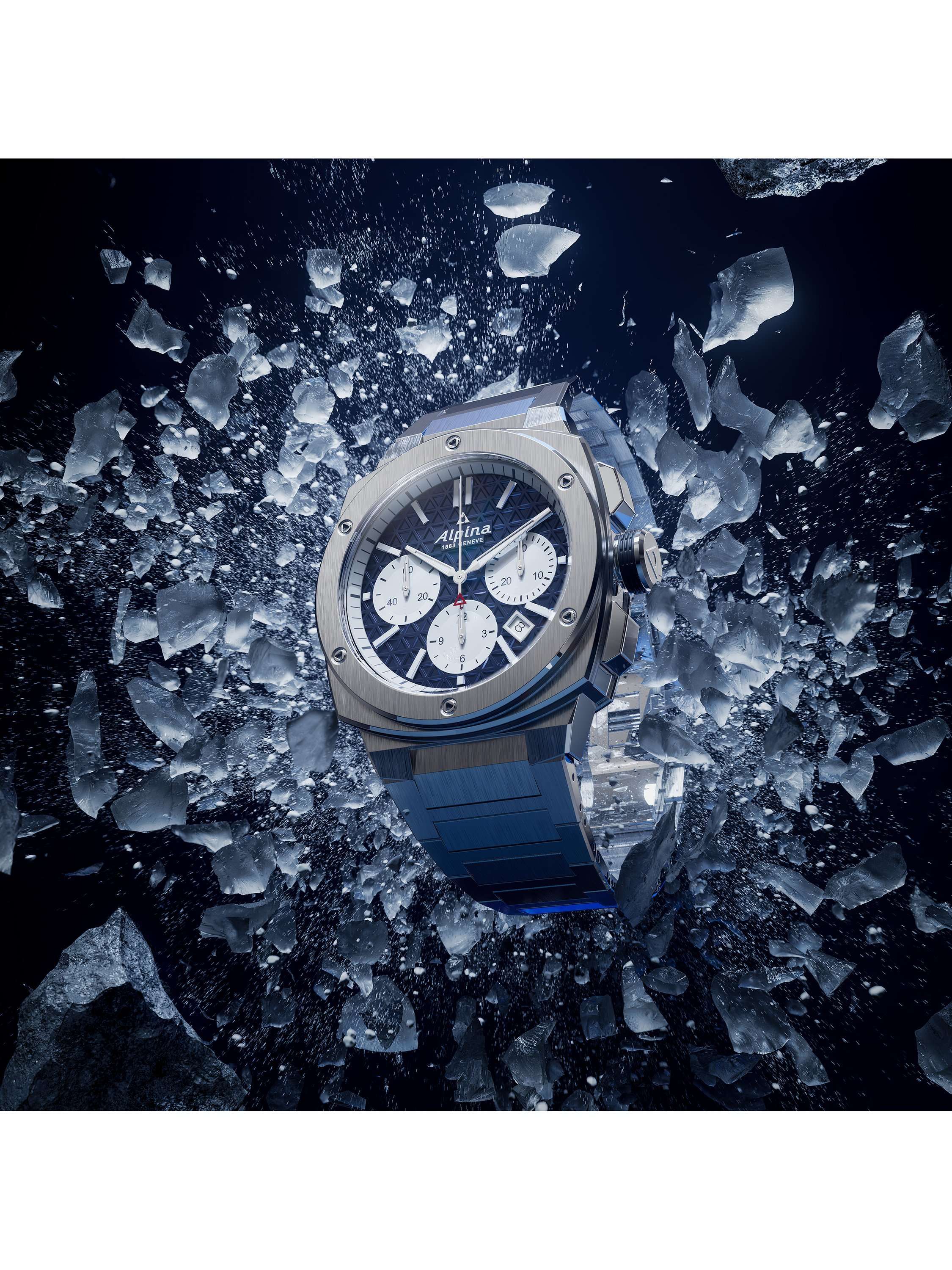 AL-730NS4AE6B Men's Alpiner Extreme Chronograph Automatic Bracelet Strap Watch, Silver/Navy