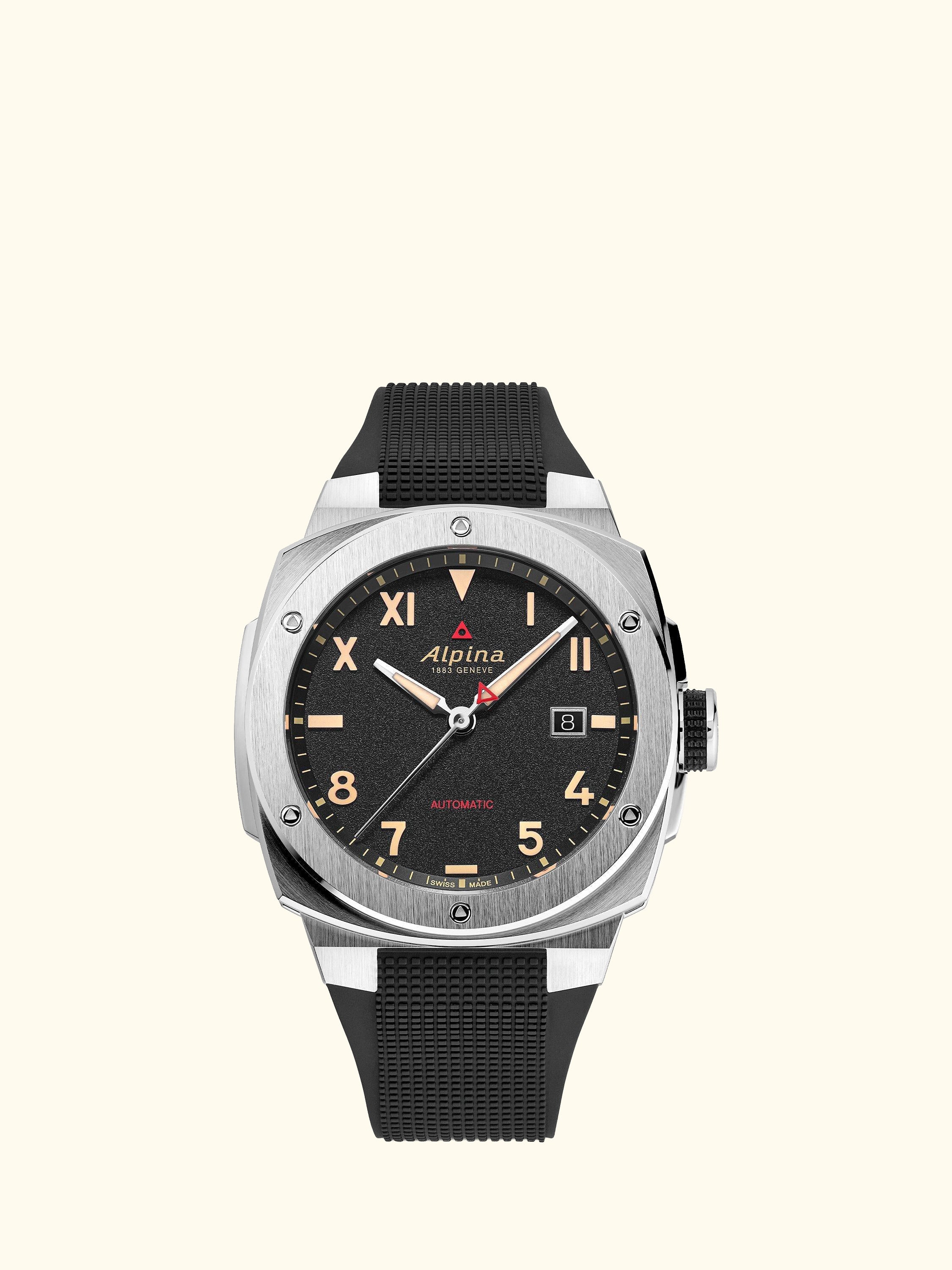 AL-525BB4AE6 Men's Alpiner Extreme Automatic California Rubber Strap Watch, Black