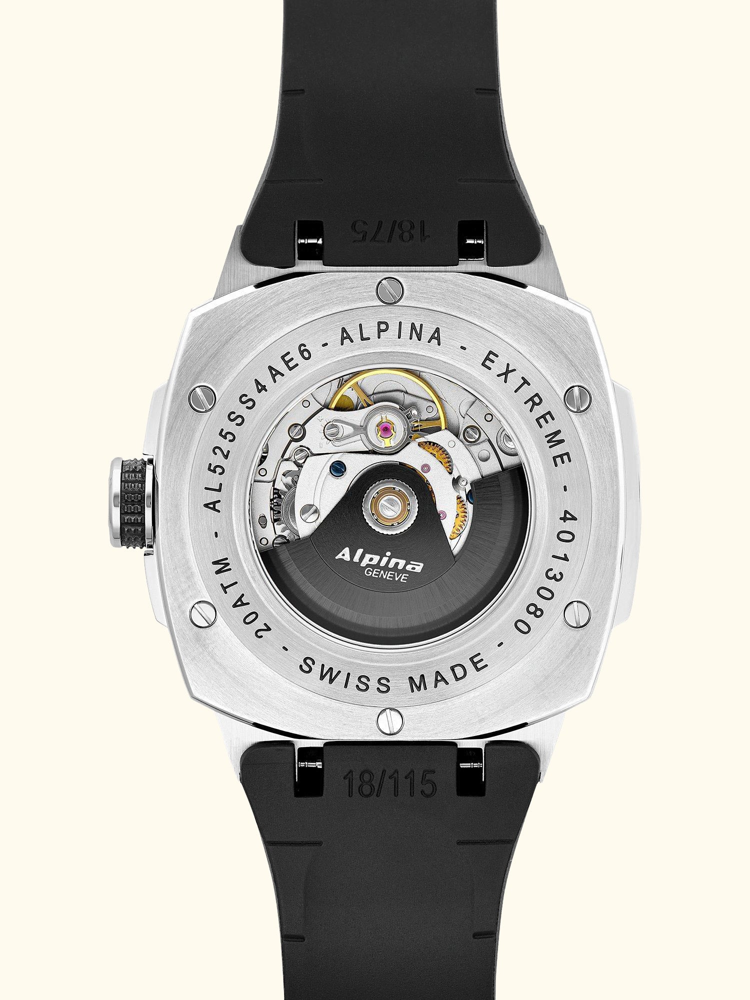 AL-525BB4AE6 Men's Alpiner Extreme Automatic California Rubber Strap Watch, Black