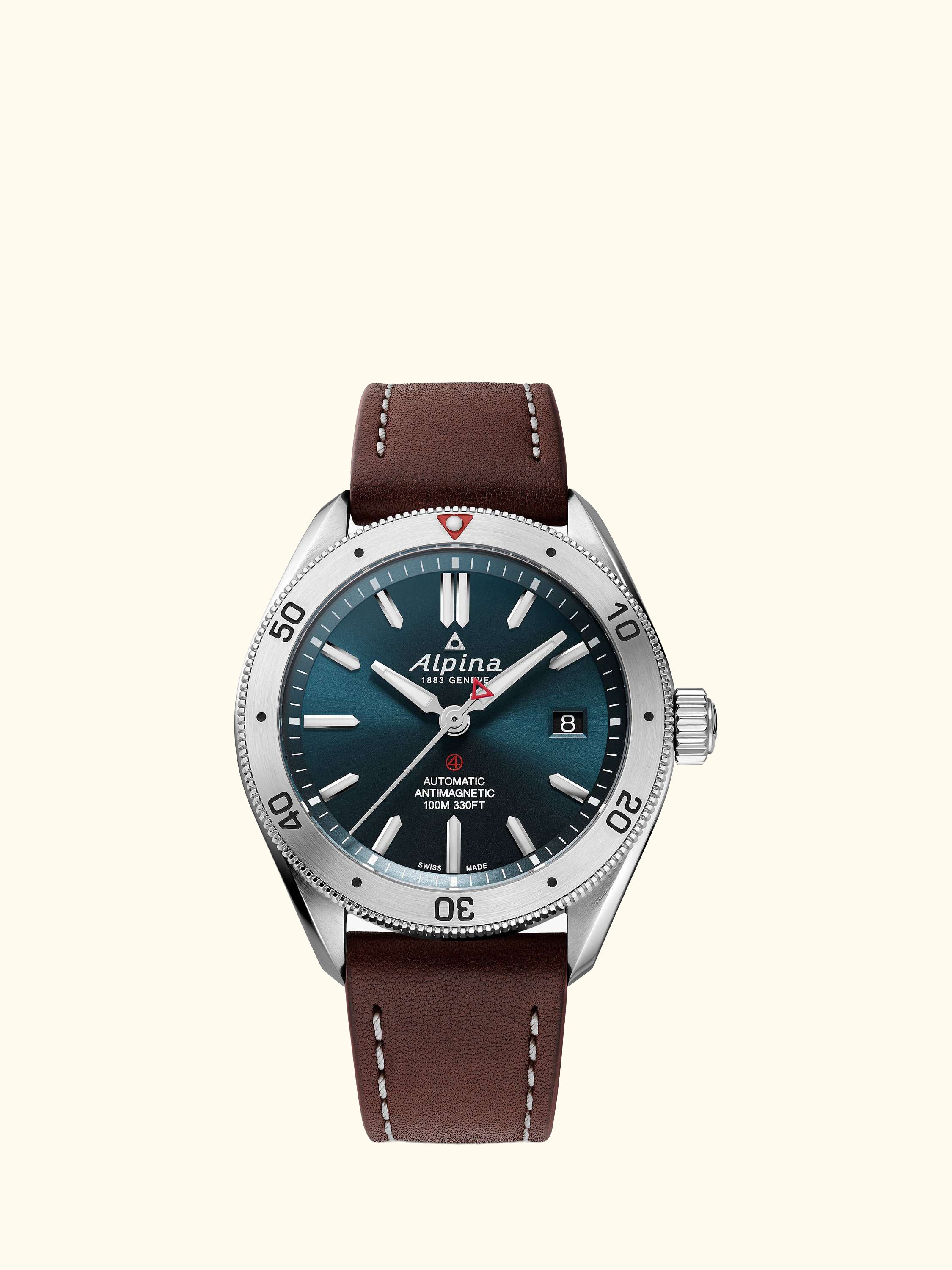 AL-525N4AQ6 Men's Alpiner 4 Automatic Date Leather Strap Watch, Brown