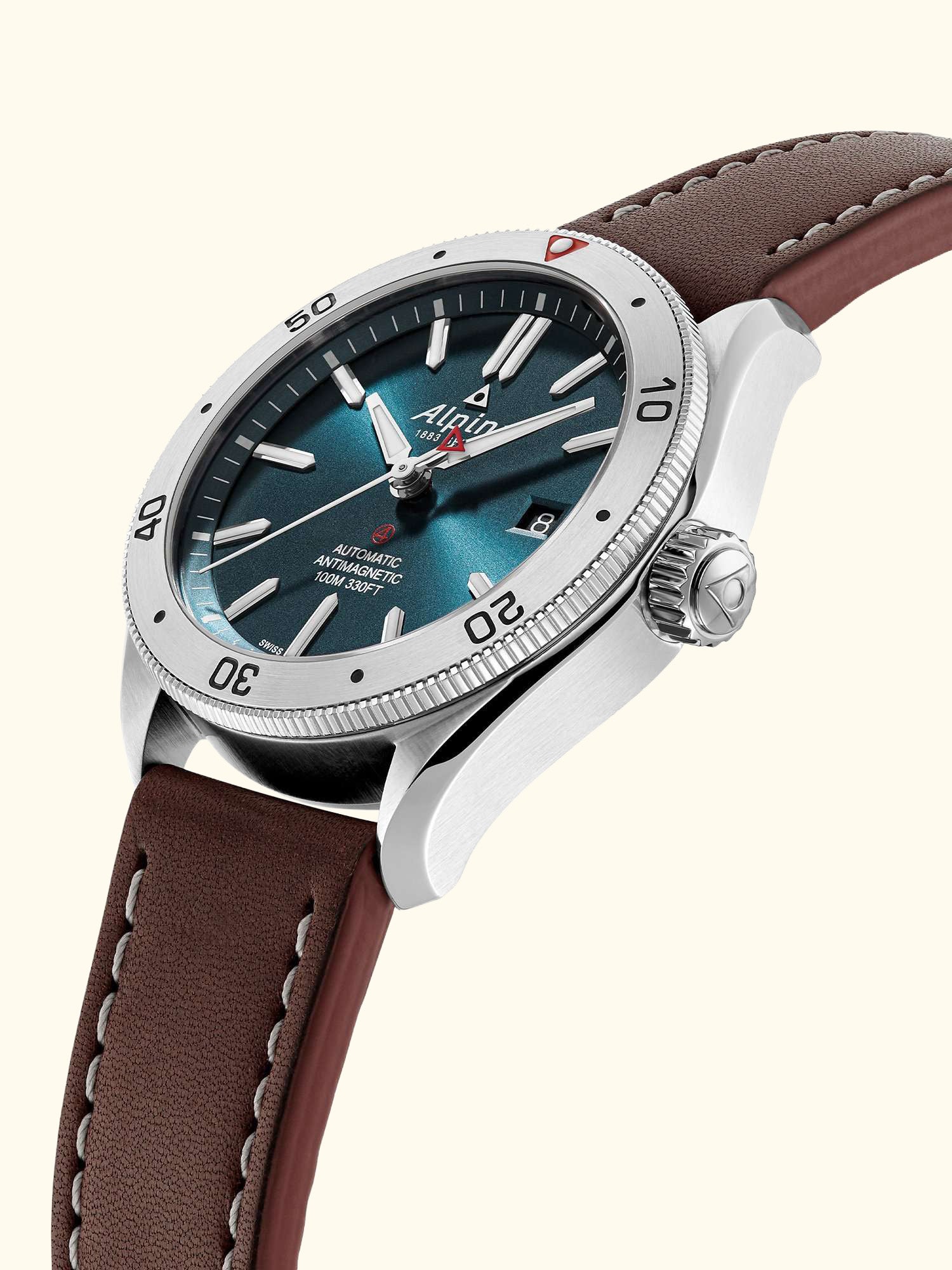 AL-525N4AQ6 Men's Alpiner 4 Automatic Date Leather Strap Watch, Brown