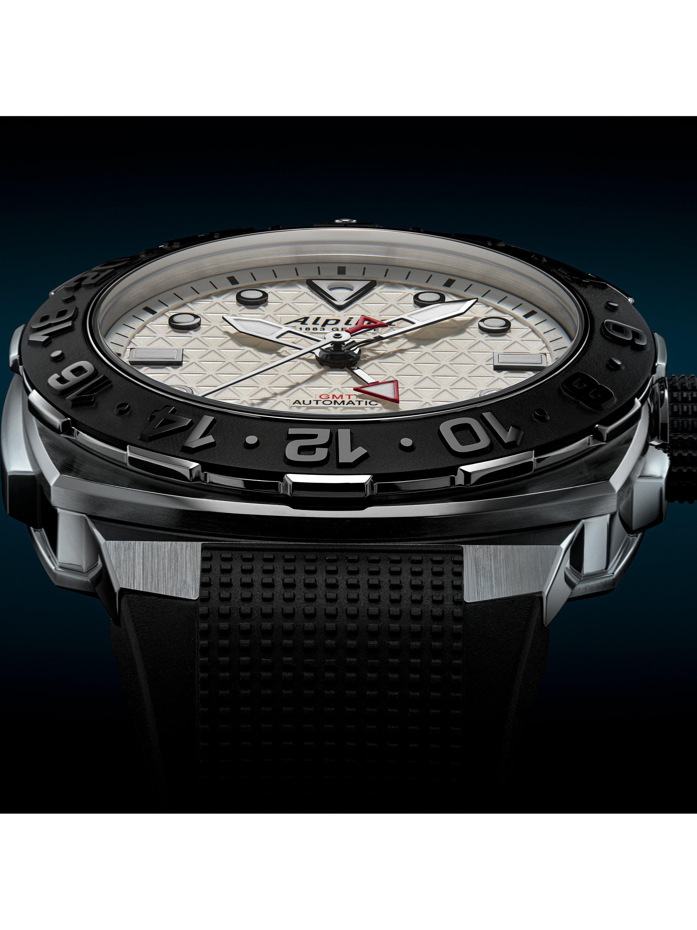 AL-560LG3VE6 Men's Seastrong Diver Extreme Automatic GMT Rubber Strap Watch, Black