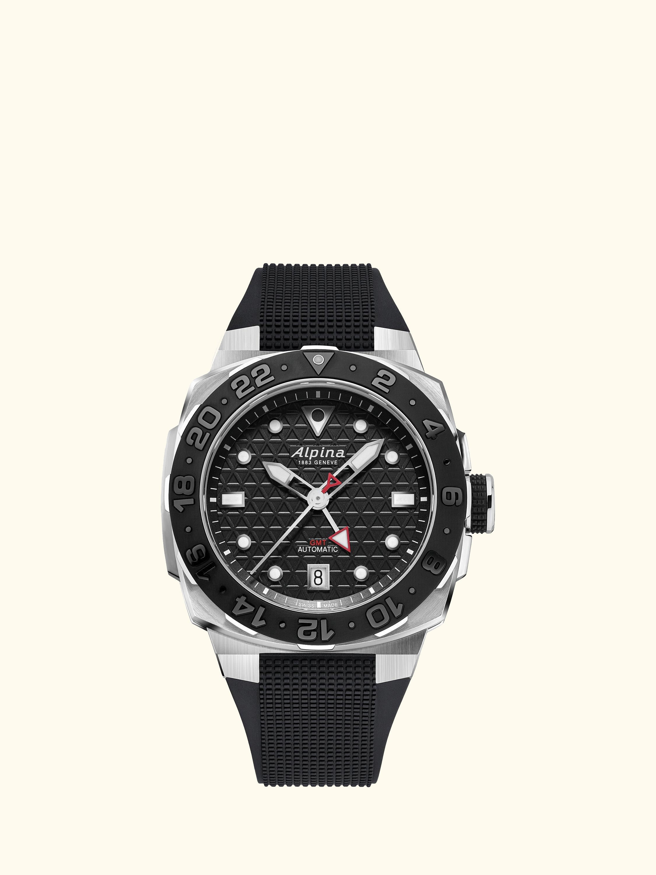AL-560B3VE6 Men's Seastrong Diver Extreme Automatic GMT Rubber Strap Watch, Black