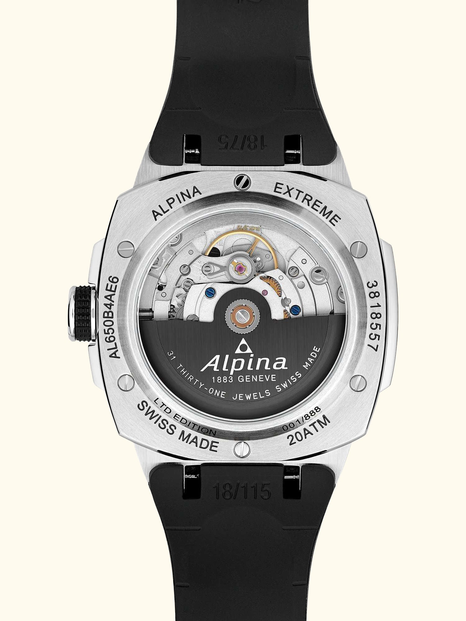 AL-650B4AE6 Men's Alpiner Limited Edition Extreme Automatic Regulator Rubber Strap Watch, Black