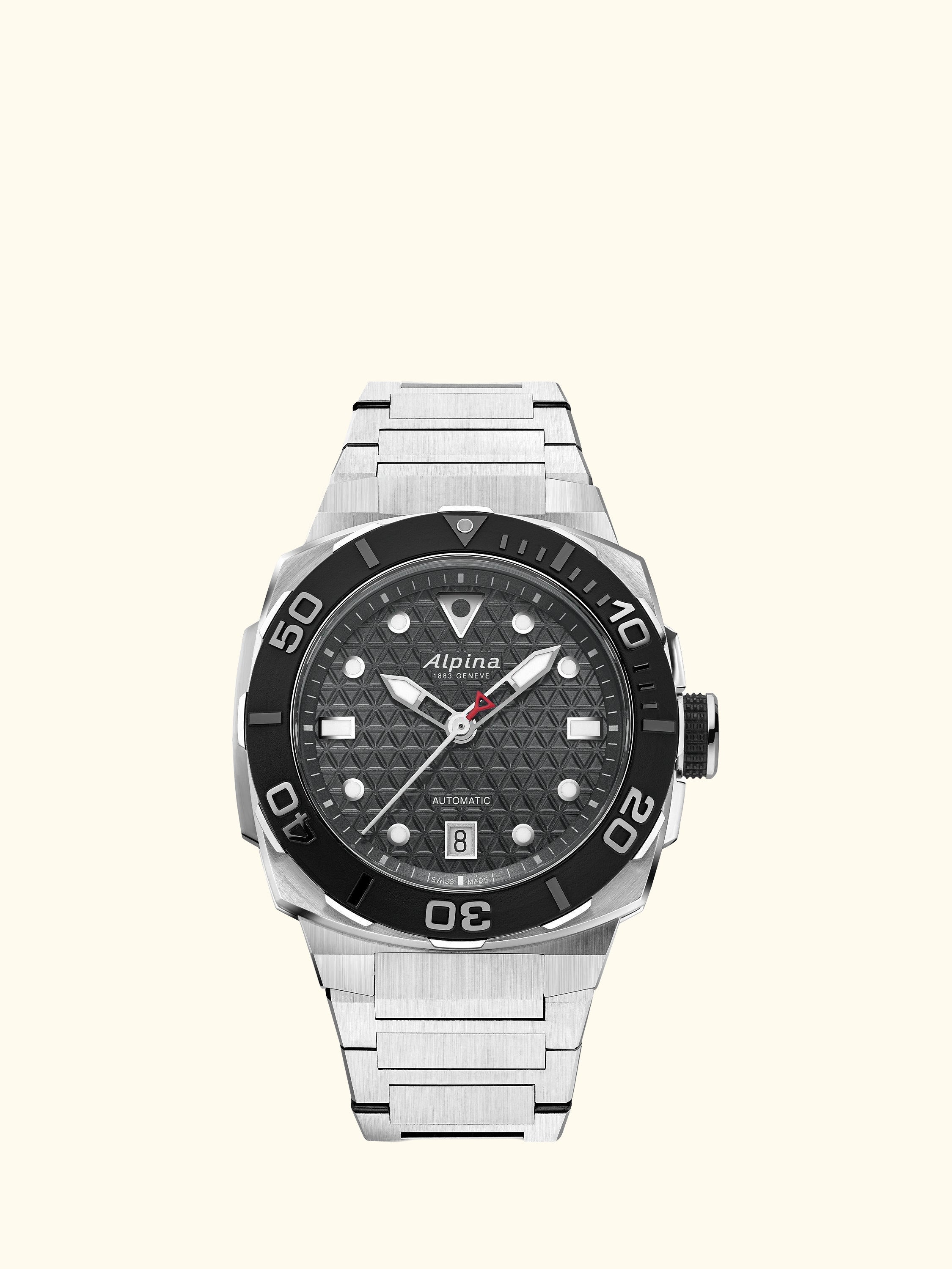 AL-525G3VE6B Men's Seastrong Diver Extreme Automatic Date Bracelet Strap Watch, Silver
